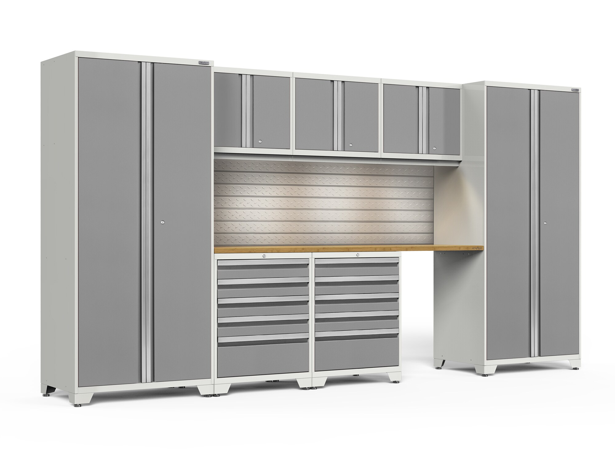 NewAge Products 7-Cabinets Steel Garage Storage System in Platinum (156 ...