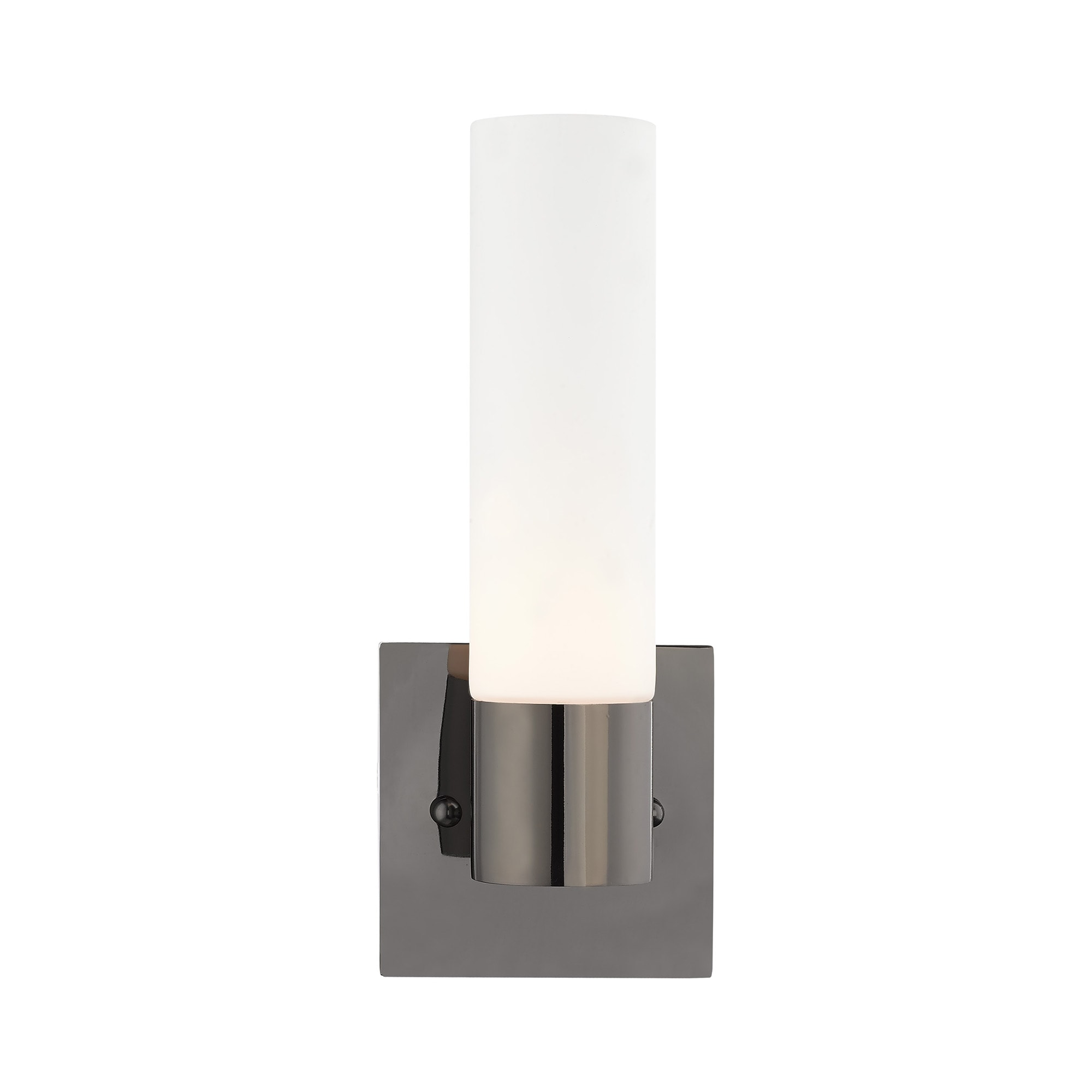 Black Chrome Dimmable Sconce with Satin Opal Glass