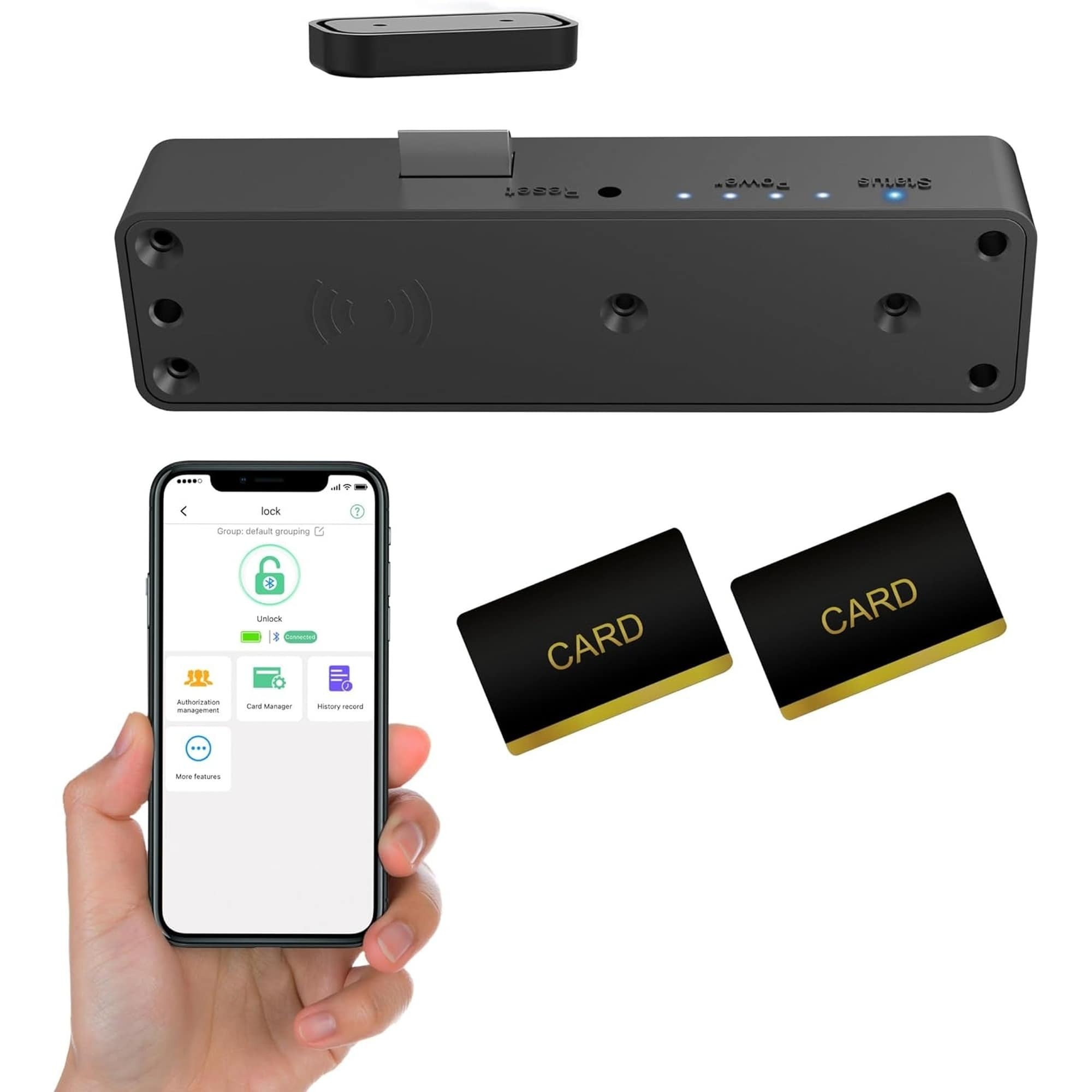 Angel Sar Smart NFC RFID Cabinet Lock Slim Hidden No Drilling Required for Child Safety Cupboard Door Liquor File Kitchen Pantry Furniture Black