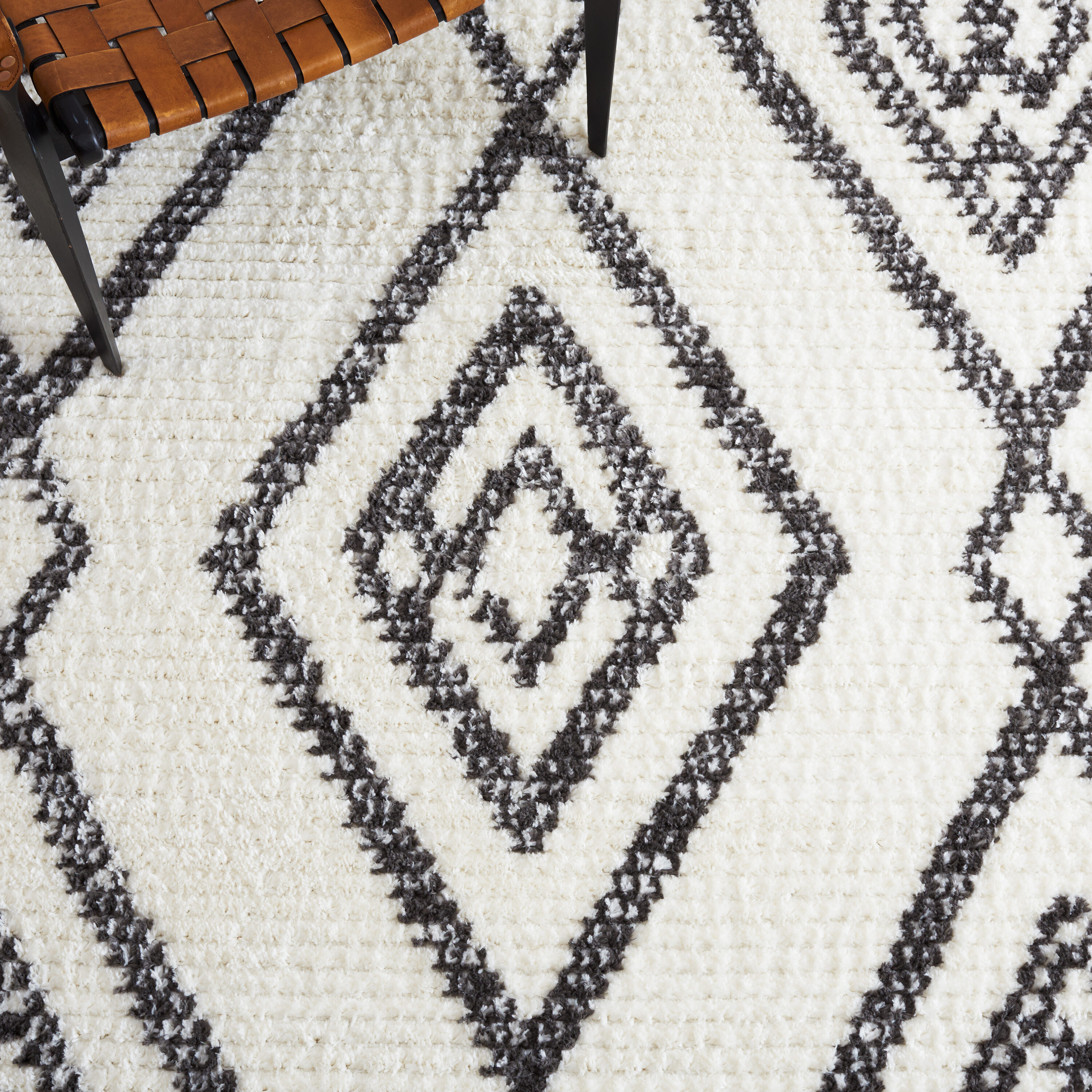 Ivory and Dark Grey Synthetic 9' x 12' Reversible Area Rug