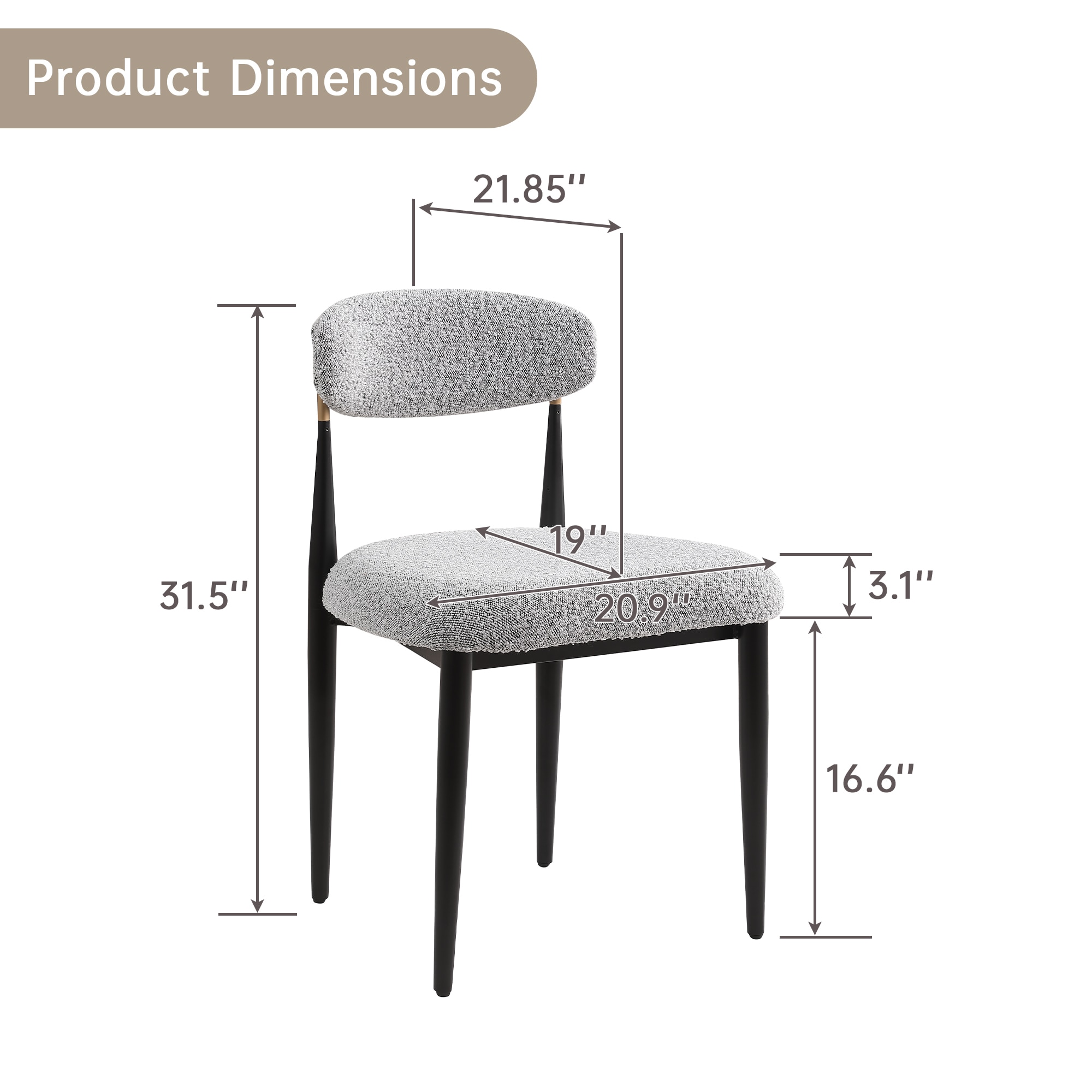 FARATI D2006DC-GREY-AL Dining-Chairs - View #4