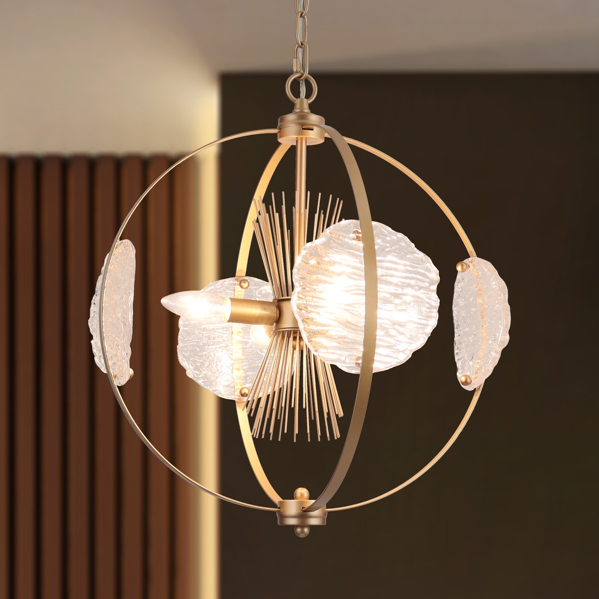 ZEVNI L3JVUQRRW4191S77 Akure 4 -Light Matte Gold Rustic Bare bulb For Use in Bedrooms, Dining Rooms, Foyers, Kitchens, Living Rooms Chandelier