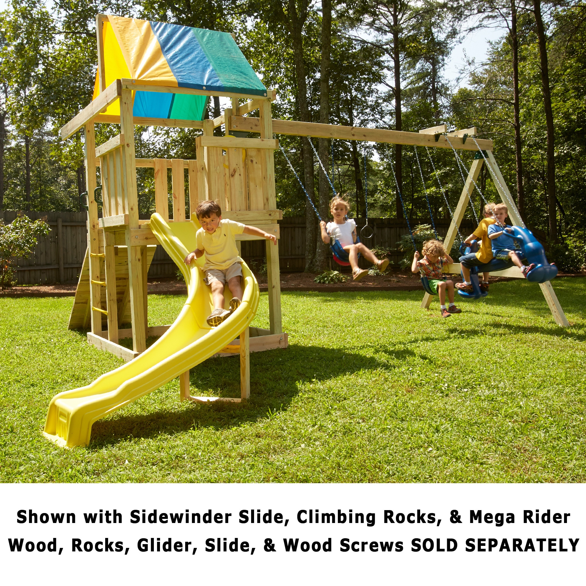 Swing-N-Slide Wrangler Residential Wood Playset in the Wood Playsets & Swing  Sets department at 