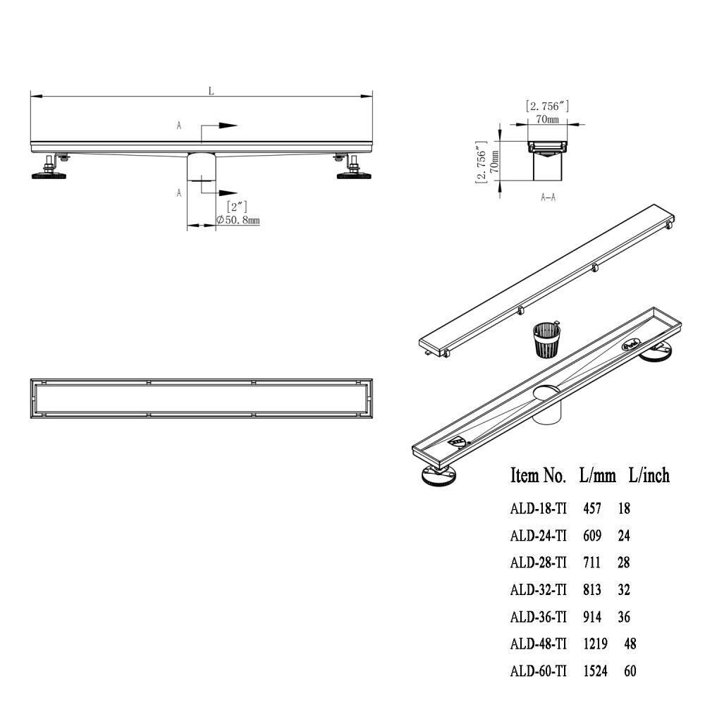 Brushed Stainless Linear Shower Drain Squares, 2.75 Wide – Dream Drains