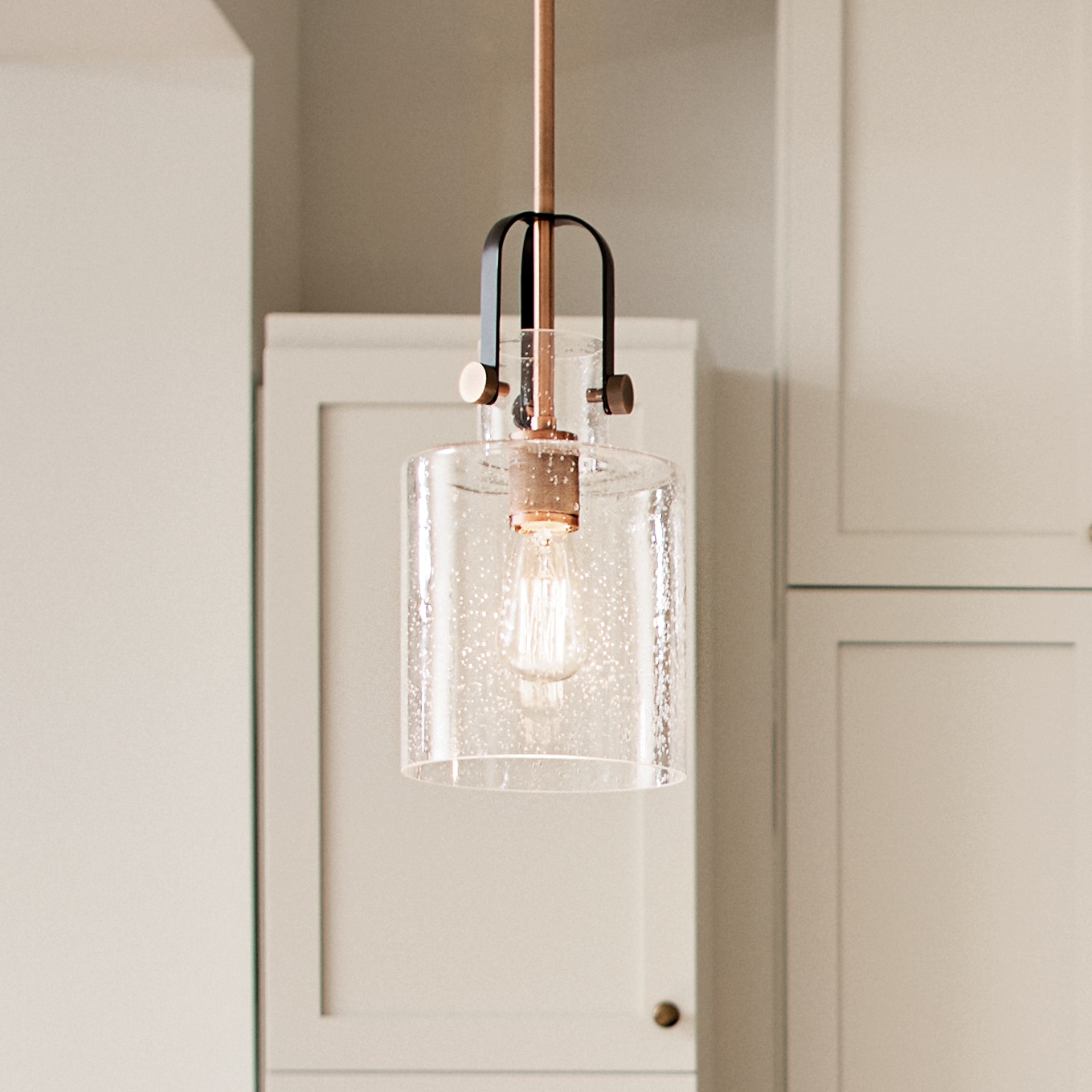 Kitner Vintage Glass & Antique Copper 1-Light Pendant