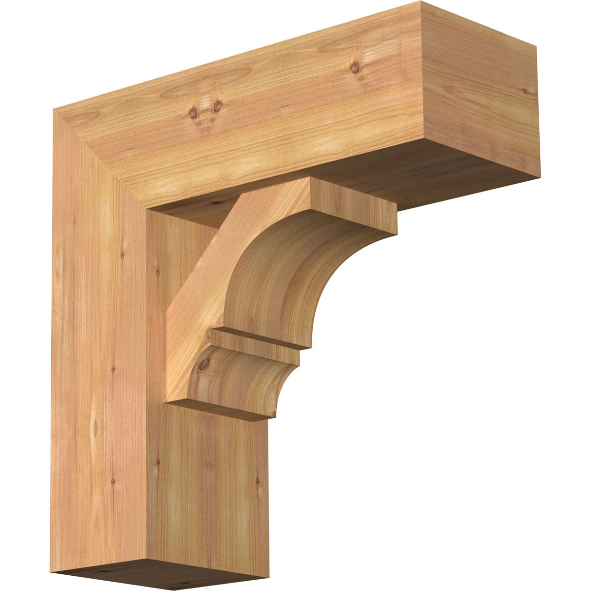 Ekena Millwork 1461966 Balboa Block Smooth Bracket with Offset Brace 7-1/2-in x 20-in x 20-in Western red cedar Brown Wood Standard bracket