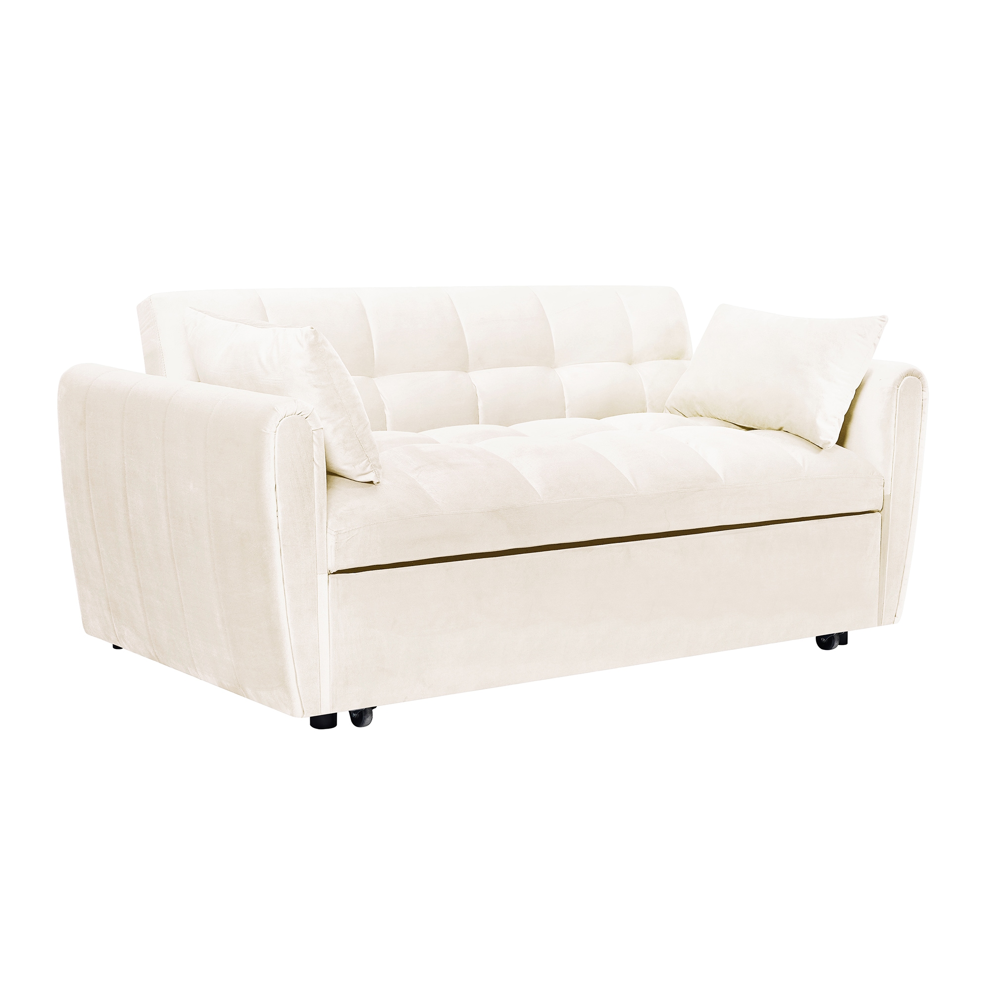 Bybafun YD2700026 64.9-in Modern Beige Velvet 2 -seater Reclining Sleeper