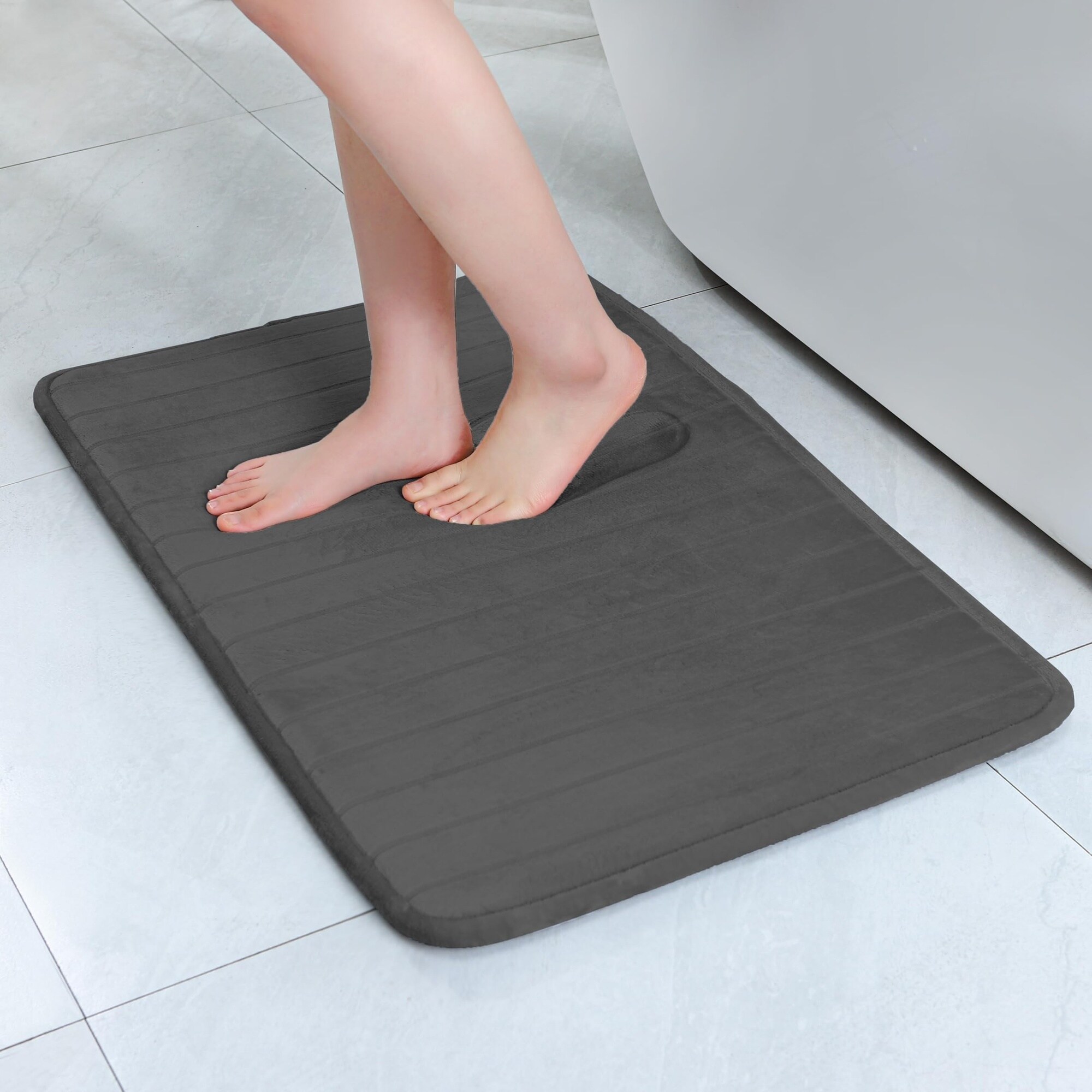 SenQWFa  Memory Foam Bathroom Rug Non Slip Absorbent Quick Dry Washable Microfiber Bath Mat Soft Floor Mat for Shower Tub Home Decor Vertical