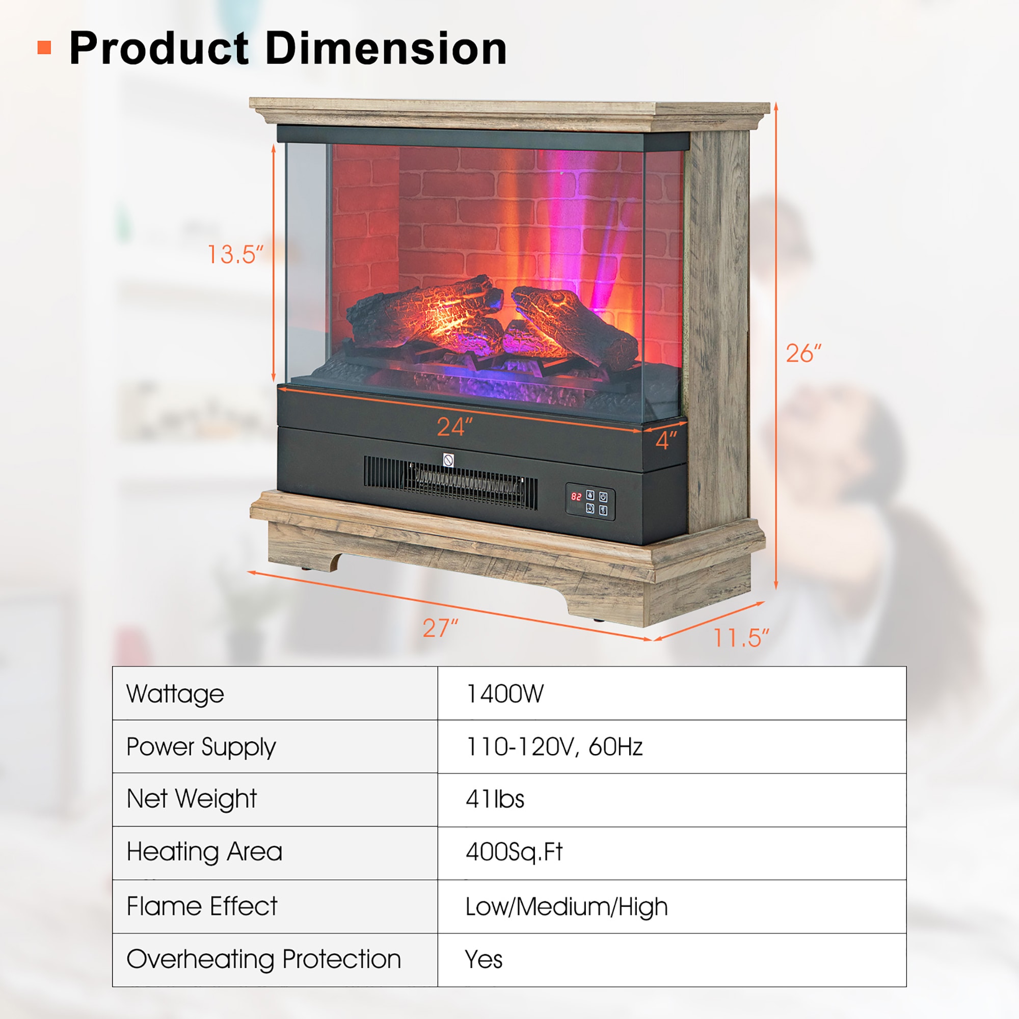 Costway SWL00020 Electric-Fireplaces - View #10