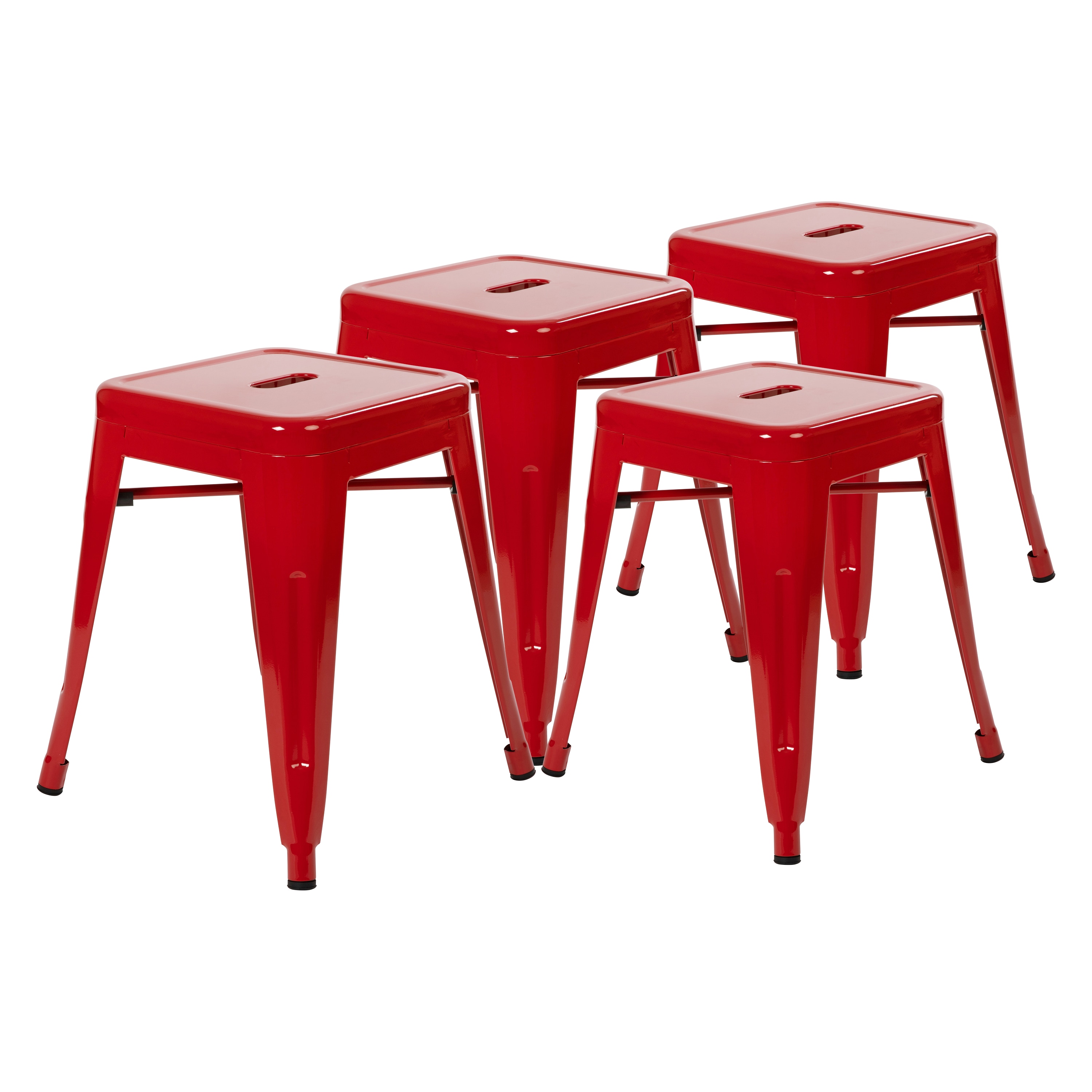 Flash Furniture 889142982456 Kai Red 18.0-in H Short Square seat Stackable Metal Bar Stool