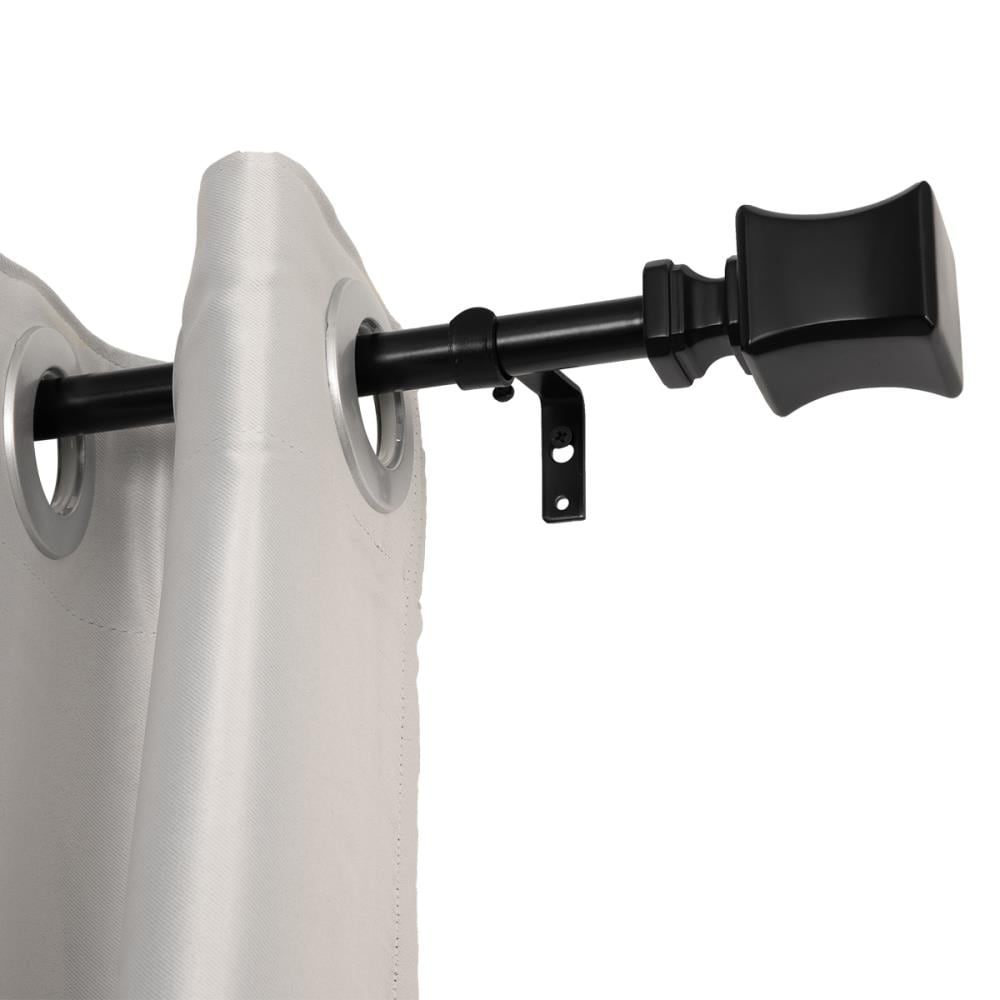 Utopia Alley D94Z 48-in to 86-in Black Iron Single curtain rod with Finials