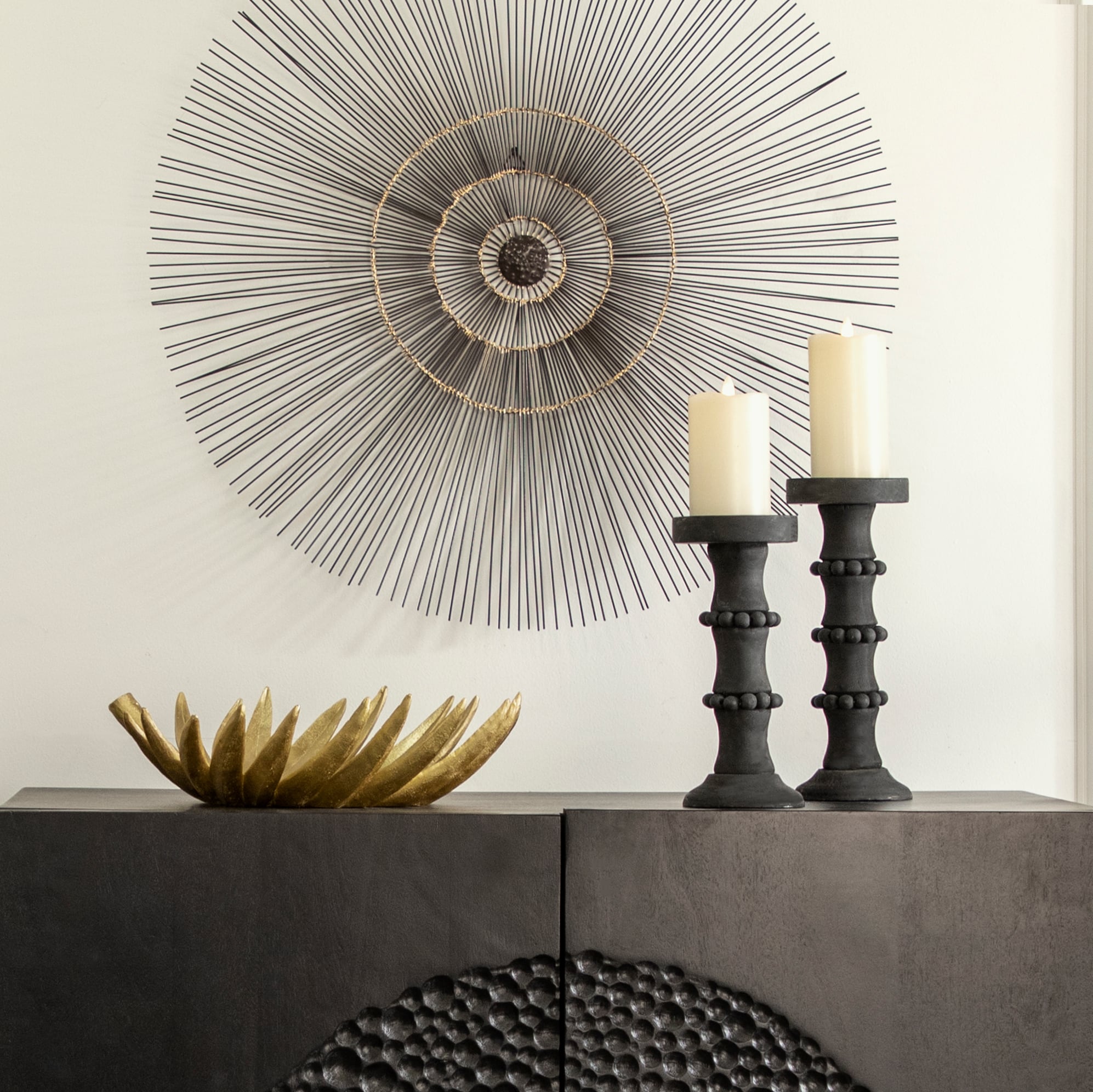 Sagebrook Home 14498-09 1 Candle Wood Pillar Candle Holder