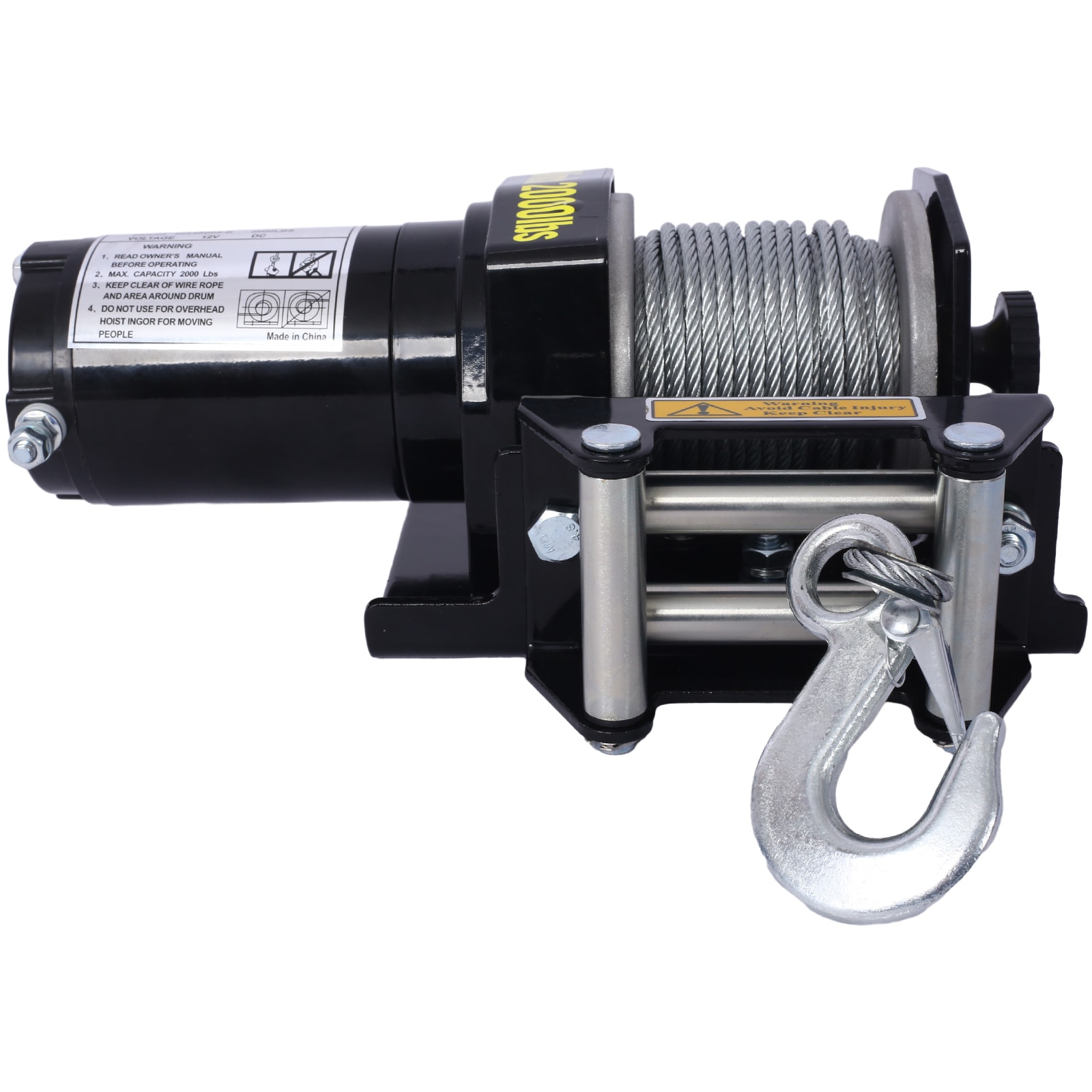 Siavonce XH27127 2000lb 12v Atv/utv Electric Winch Off-road Waterproof Steel Cable Winch For Atv Utv Towing Trailer Winch