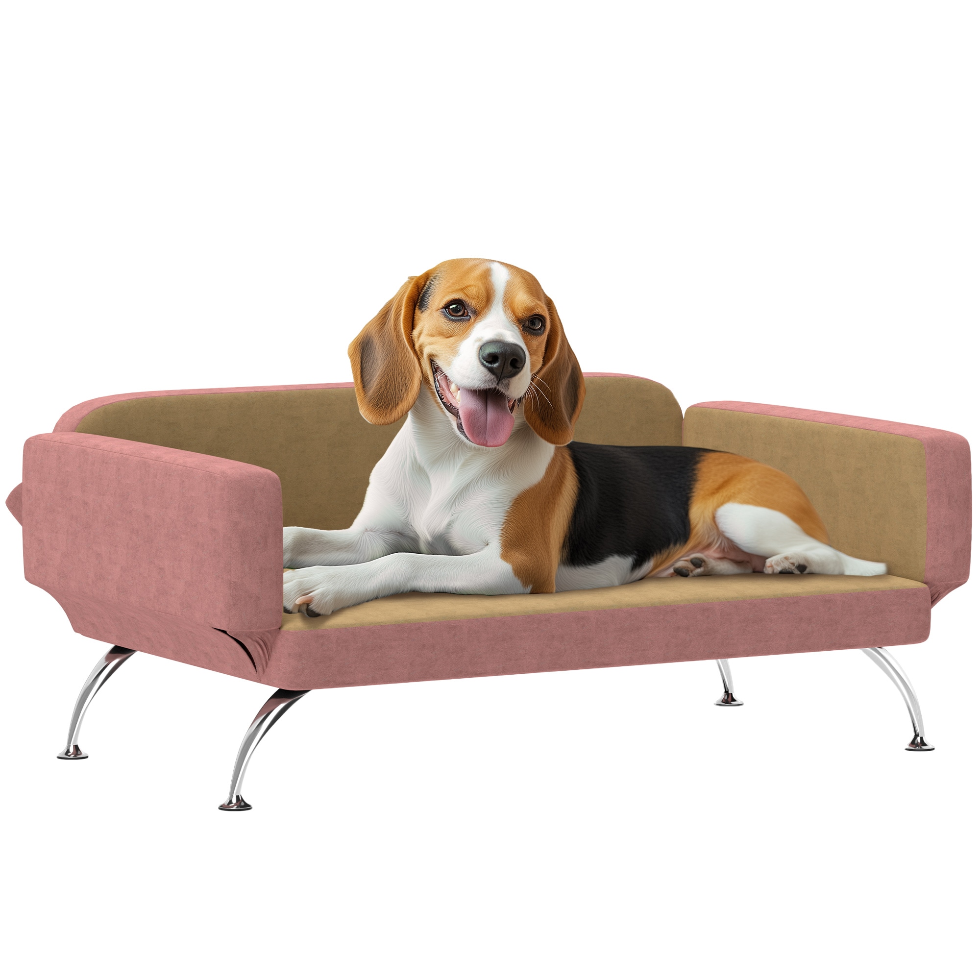 PawHut D04-290V00PK Dog Sofa Bed Cat Couch Bed for Small Medium  Large Dogs Pet Sofa Bed with Adjustable Armrest Backrest  Non-Slip Food Pads Pink