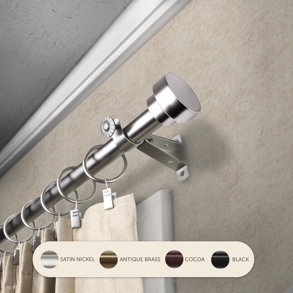 Hart & Harlow L4837-285 13/16-in Bryant 28-in to 48-in Satin Nickel Steel Single curtain rod with Finials