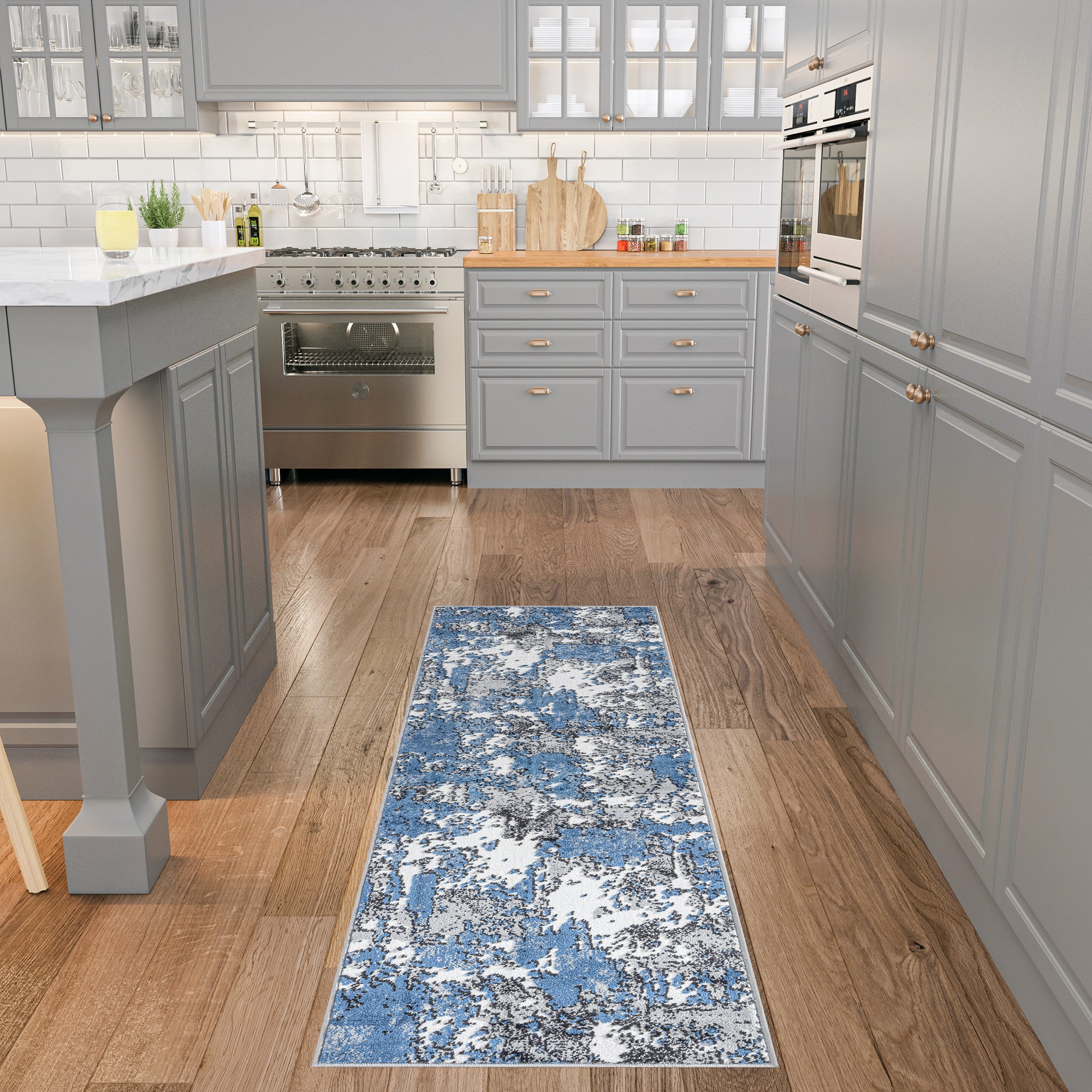 Tayse WYT1006 2X8 Wyatt 2 x 8 (ft) Loomed Polypropylene Blue Rectangular Indoor Runner rug