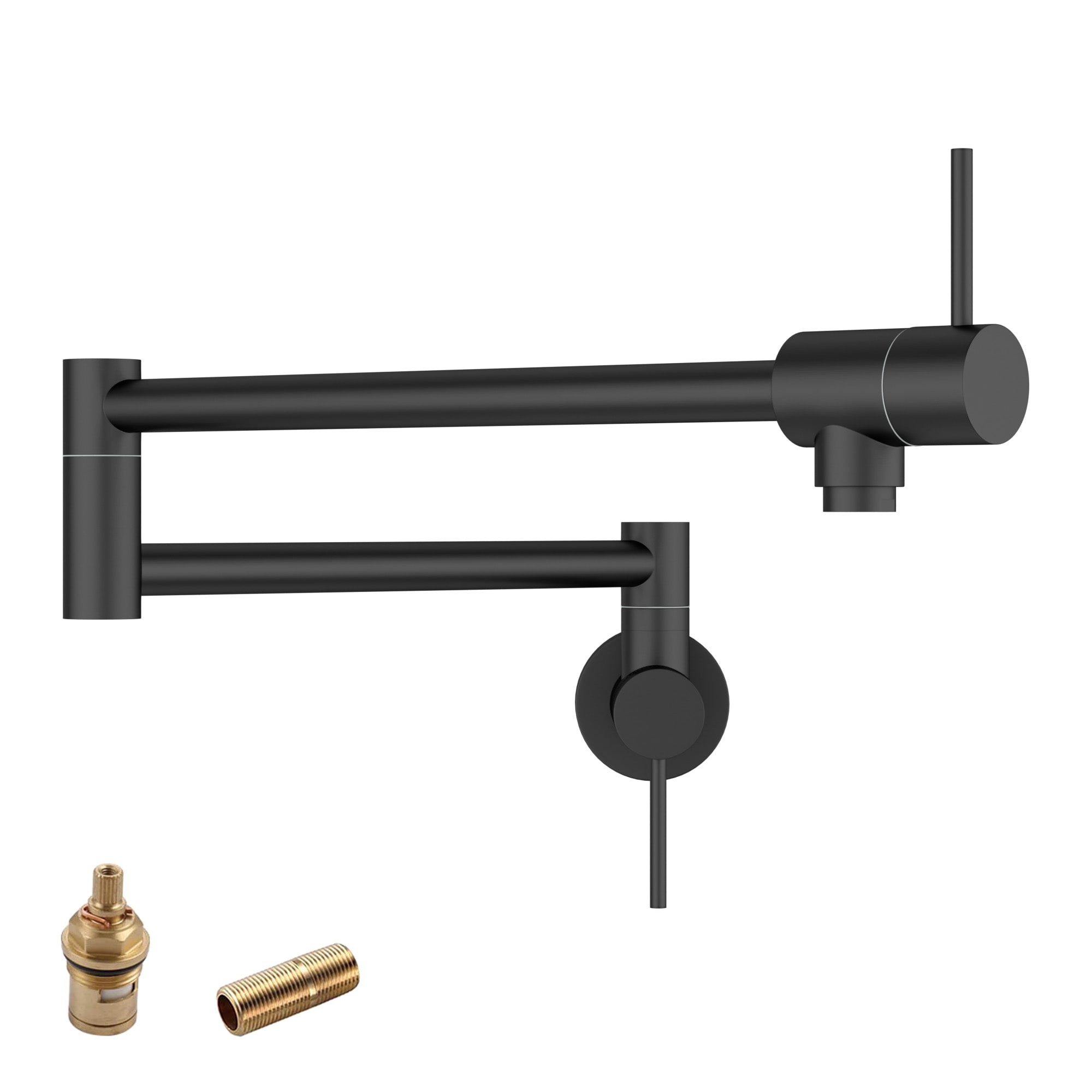 Lordear Matte Black Two Handle Wall Mount Bathroom Sink Faucet Pot Filler Modern Industrial Wall Mounted Kitchen Faucet with Rough in Valve