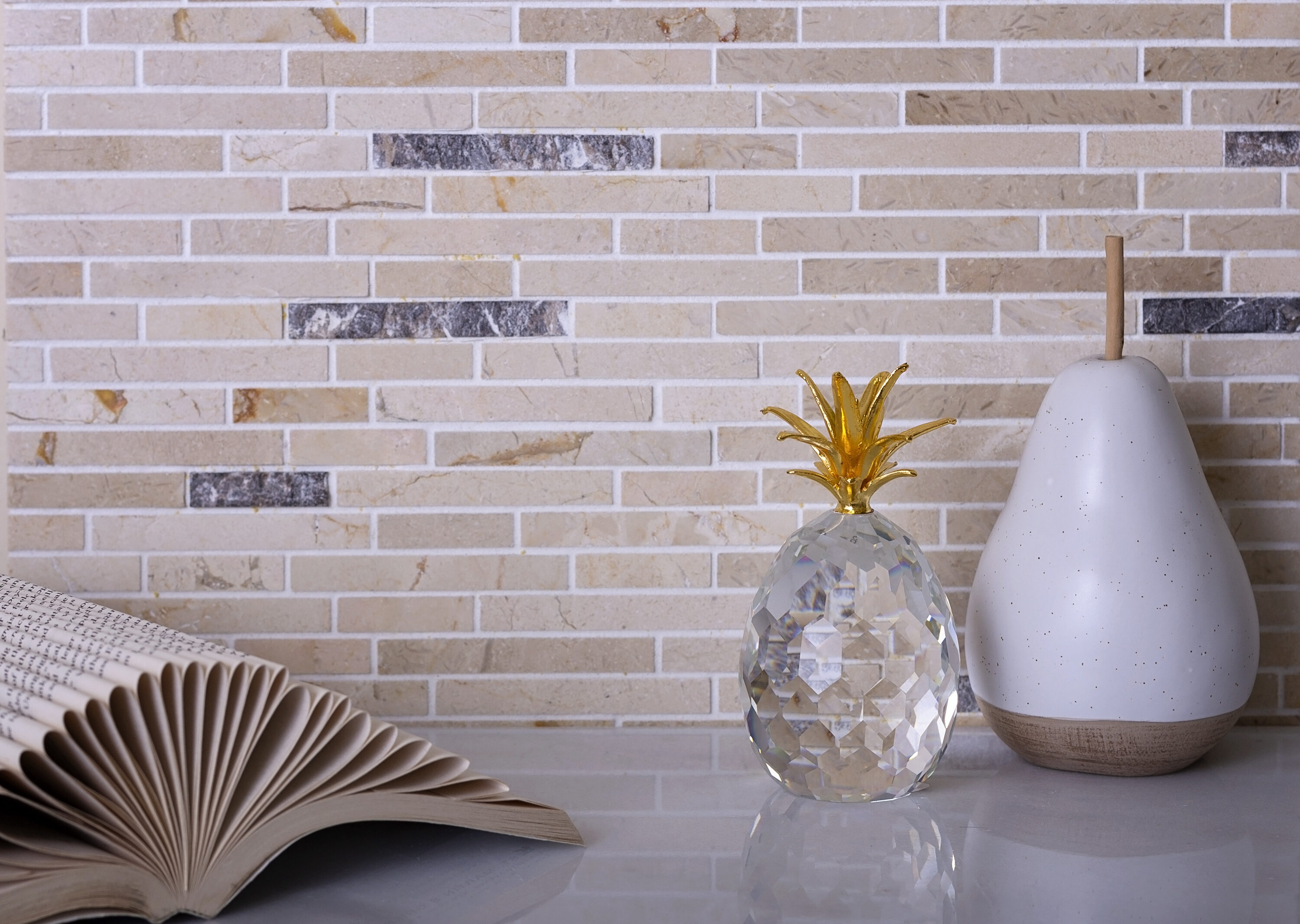 Apollo Tile (Sample) Floor and Wall Tile Crema Marfil, Emperador Dark 4-in x 4-in Polished Marble Floor and Wall Tile