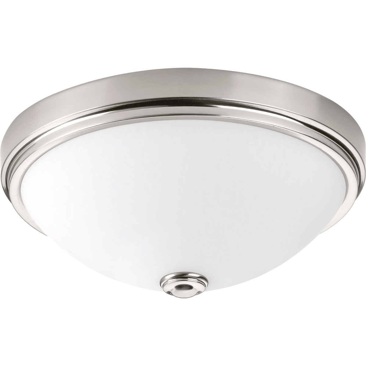 Brushed Nickel 13" LED Flush Mount with White Glass Shade