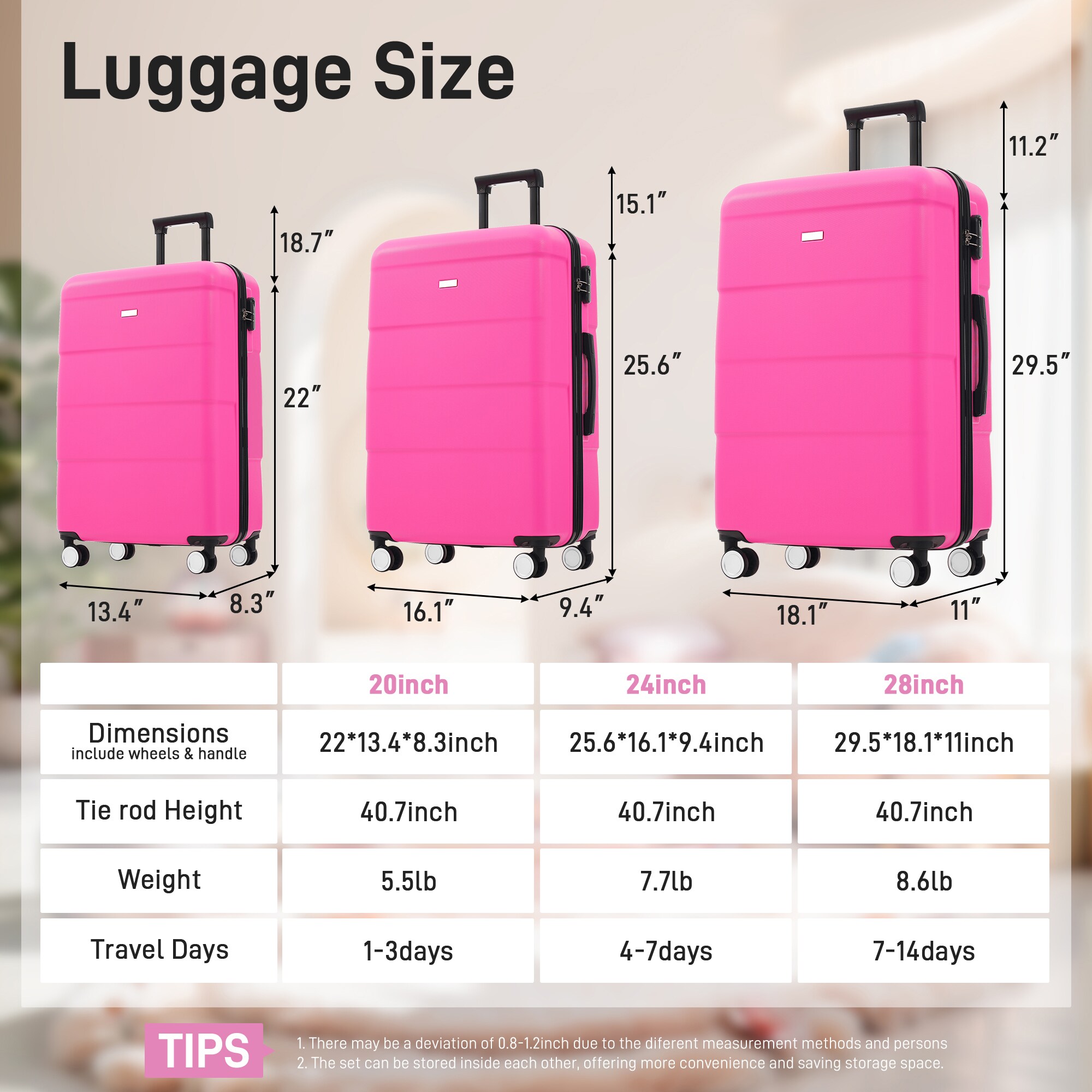 SINOFURN SYD9400019RD Luggage-And-Luggage-Sets - View #7