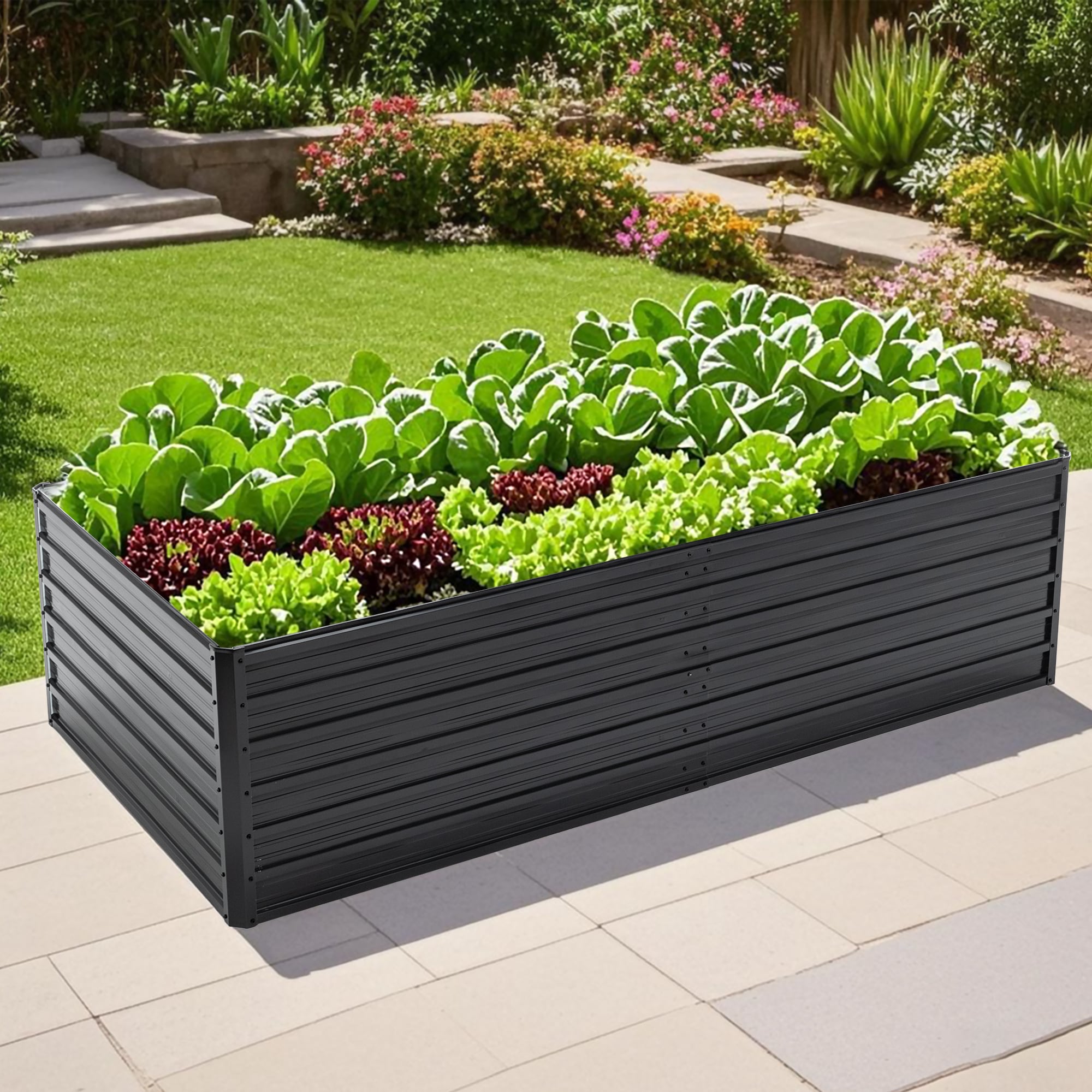 LOVMOR SF-R-W2505P309466 Rectangular  8 X 4 X 2 ft Galvanized Raised Garden Bed Kit