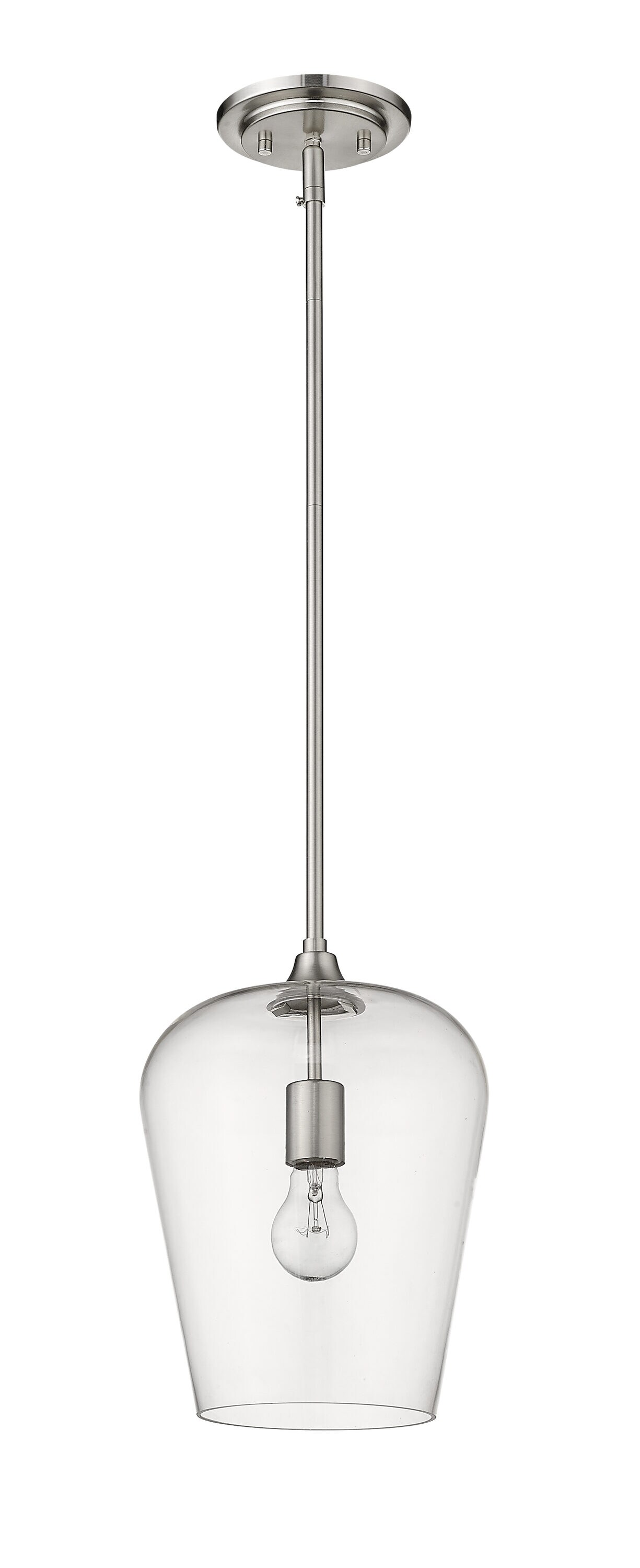 Joliet Brushed Nickel and Glass 12.25" Pendant Light