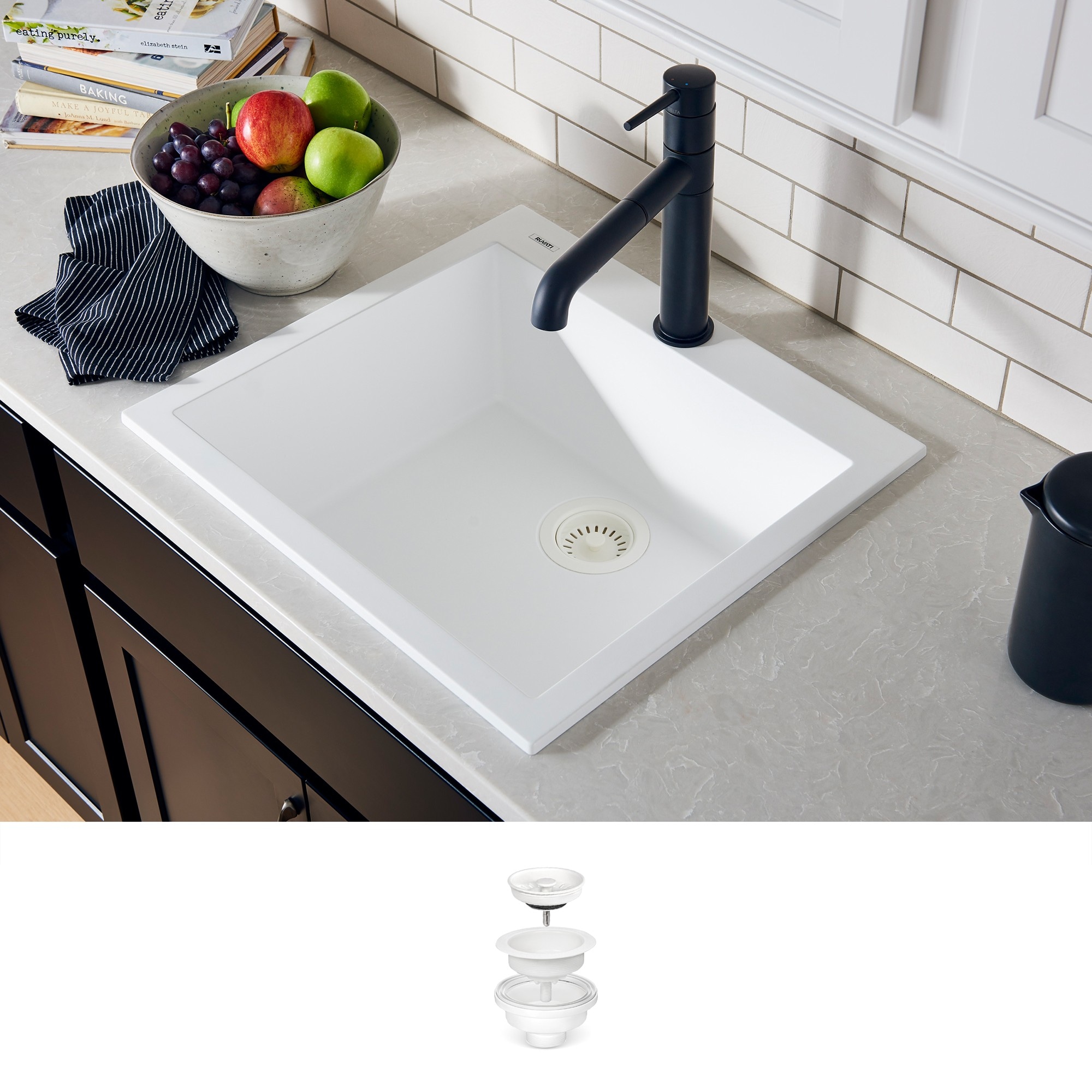 Ruvati epiGranite 23.5-in L x 20-in W Granite Drop-in Residential Bar Sink #RVG1023WH
