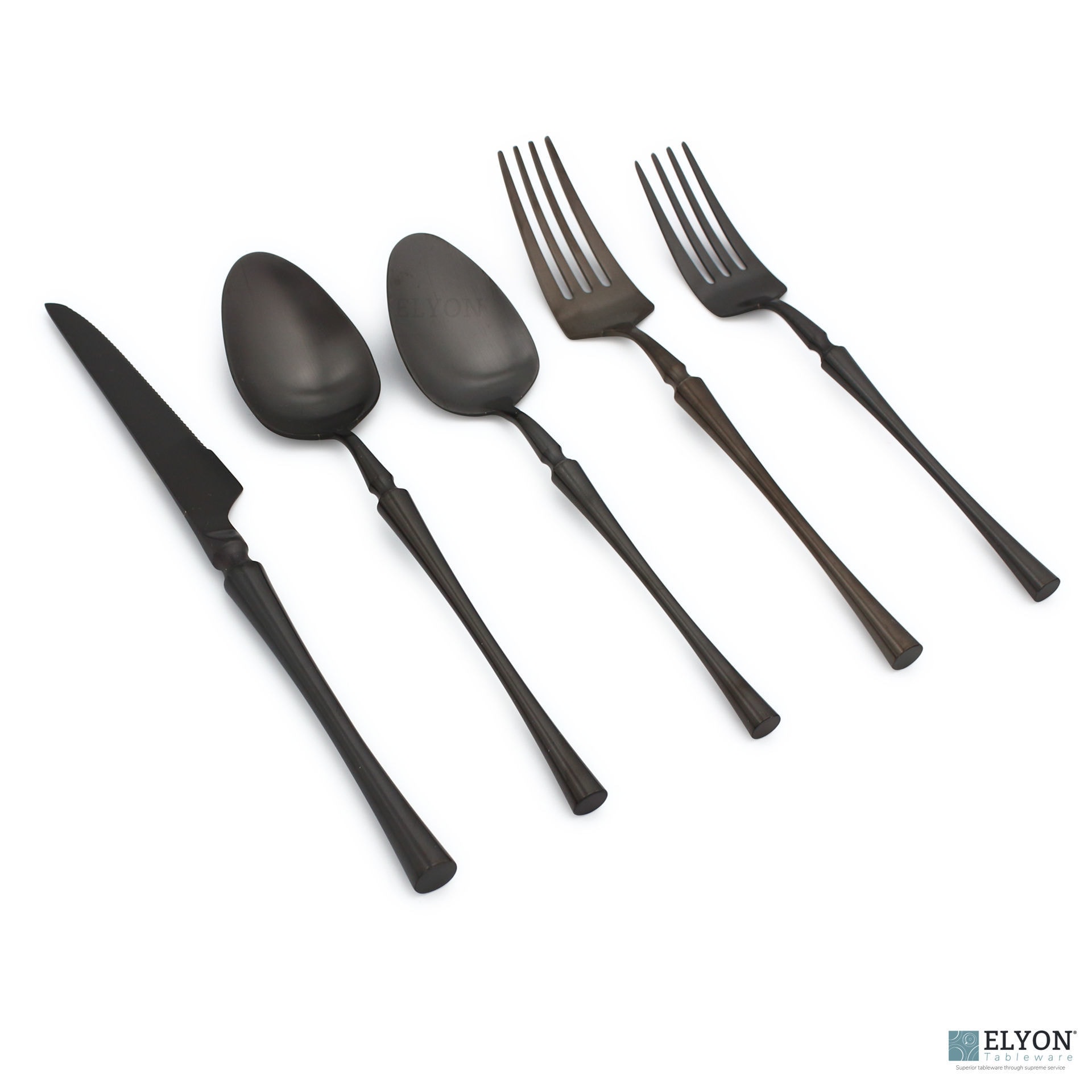 Elyon Tableware Noelle Matte Black 20-Piece Flatware Set Stainless Steel Service For 4