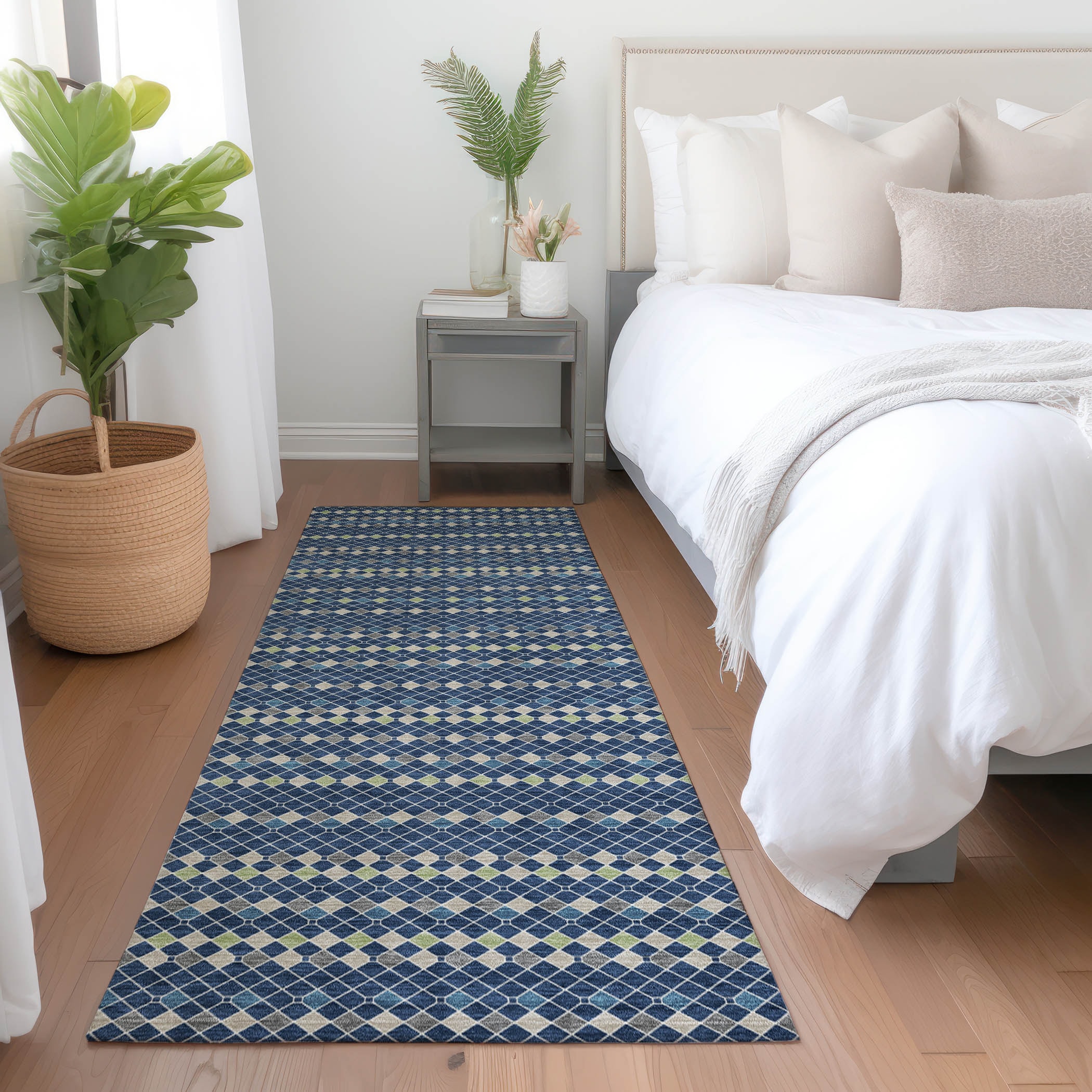 Addison Rugs ACN1414NA2X8 Chantille ACN1414NA 2 x 7 (ft) Polyester Navy Rectangular Indoor/Outdoor Geometric Machine washable Runner rug