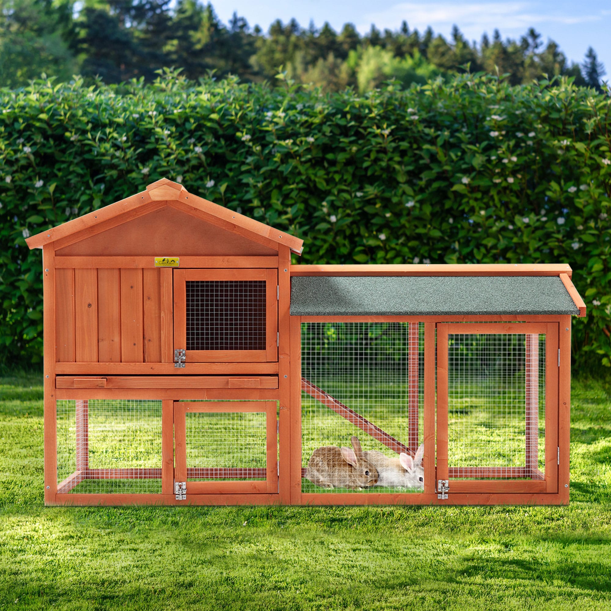 Coziwow CW12R0335-L02 Orange Wood Rabbit hutch