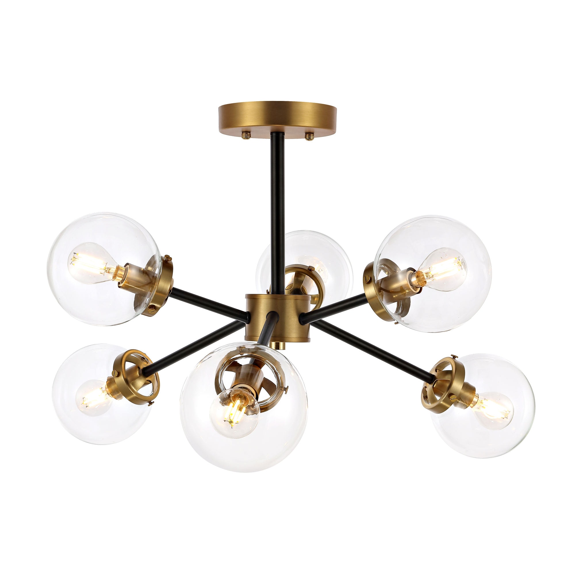 GETLEDEL FX-5010-BC 6 -Light 22.6-in Multiple finishes Black Semi Flush Mount Light
