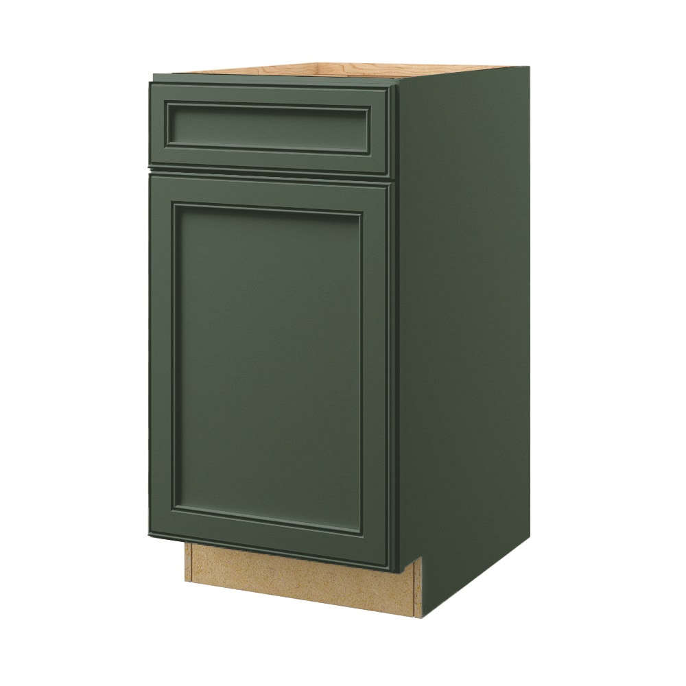 Heathrow 18-in W x 34.5-in H x 24-in D Sage 1-Drawer Base Fully Assembled Cabinet (Recessed Panel Square Style) in Green | - allen + roth 20182HR