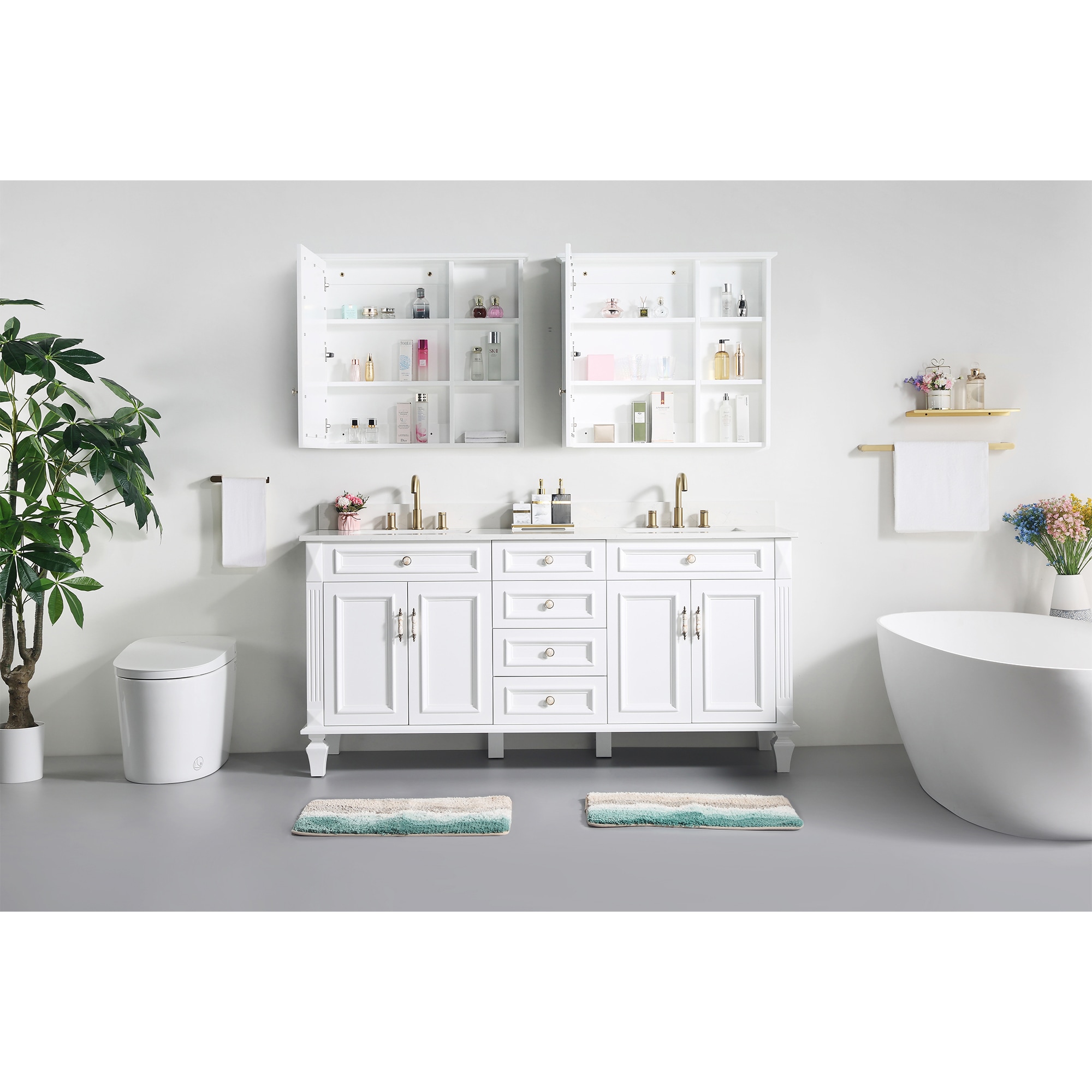 WELLFOR ARTWOOD72QZ-WT Bath-Vanity-Combo - View #5