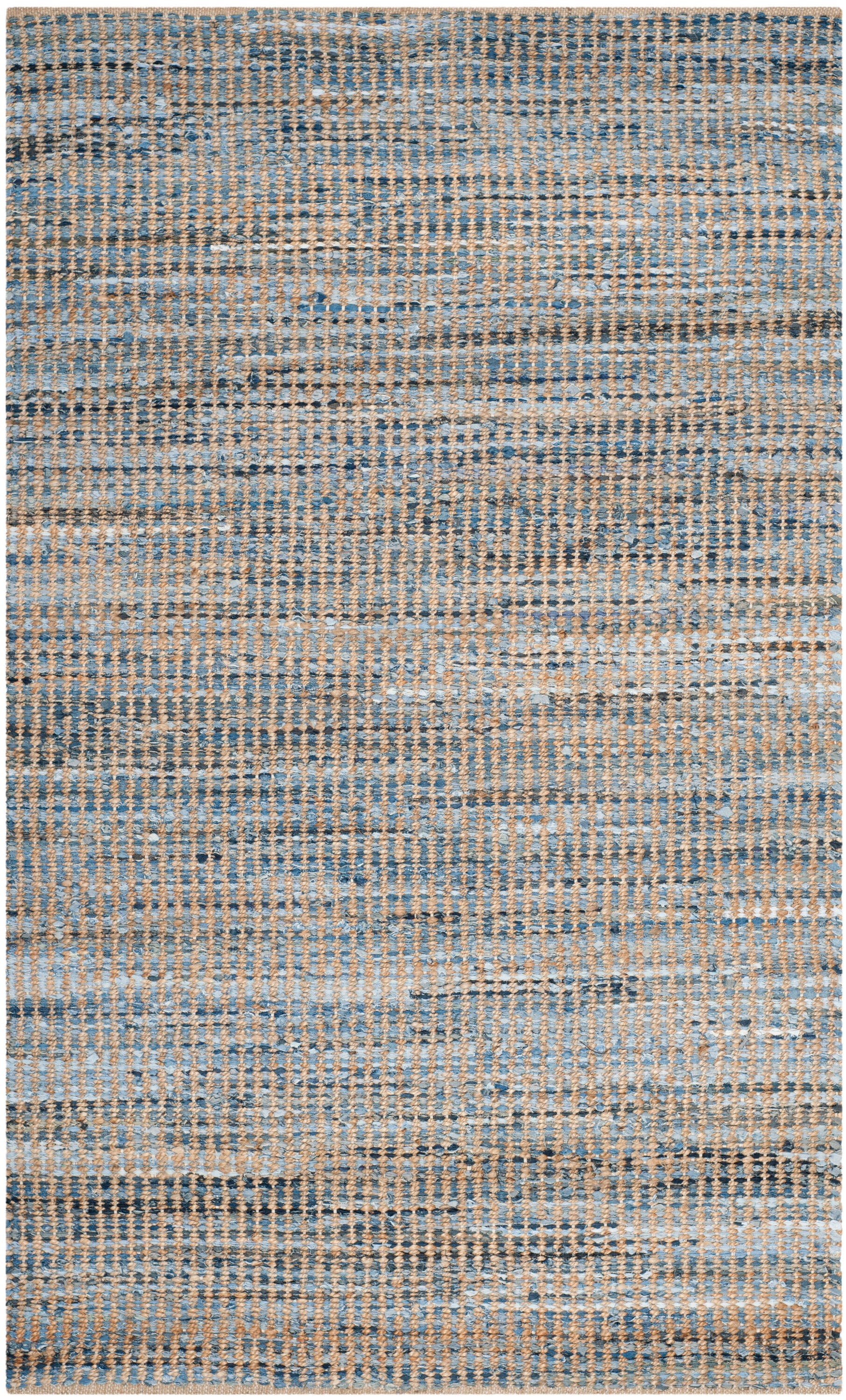 Cape Cod Blue and Natural Handmade Flat Woven Jute Rug 4' x 6'