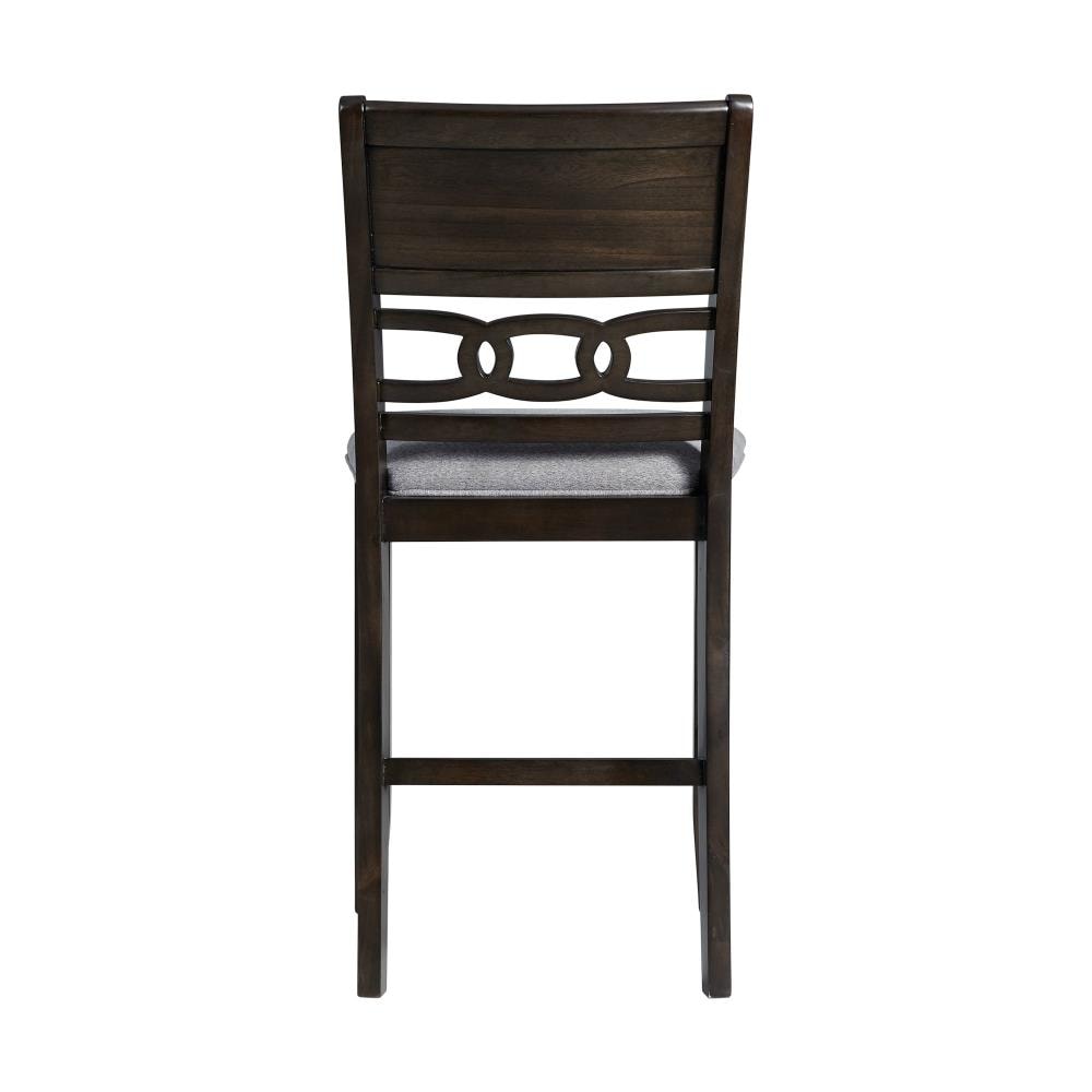 Walnut Counter Height Dining Set with Gray Upholstered Chairs