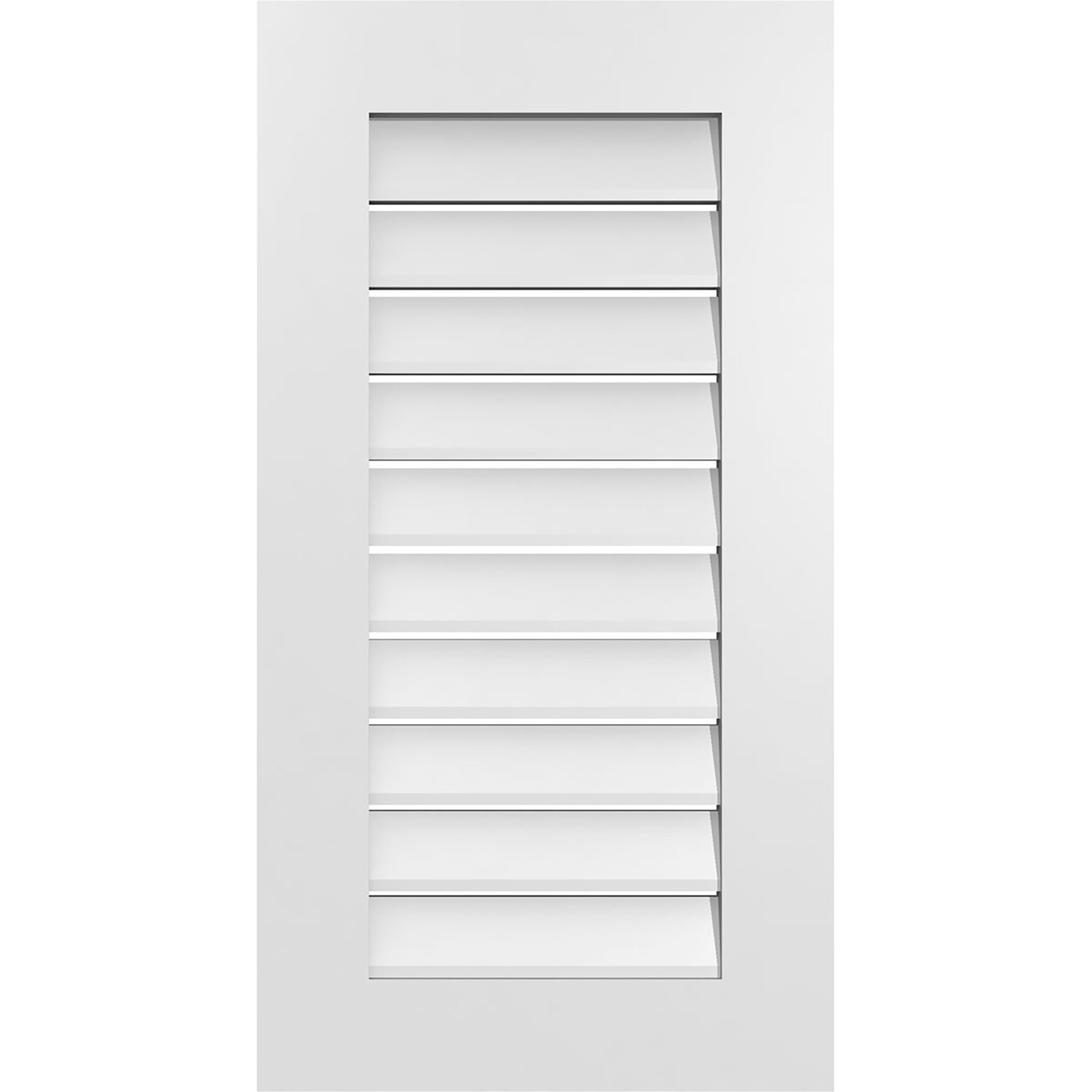Ekena Millwork GVPVE18X3401SF 18-Inches x 34-Inches Off-white Rectangle PVC Gable Louver Vent