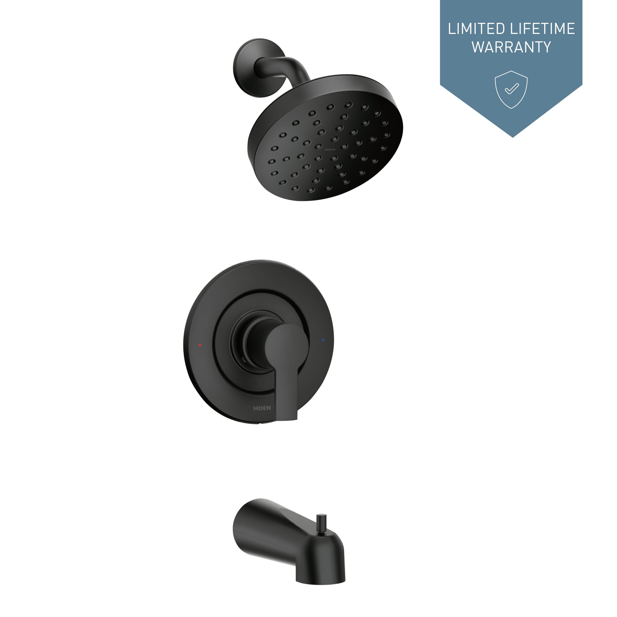 Moen Rinza Matte Black 1-handle Single Function Round Bathtub and Shower  Faucet Valve Included