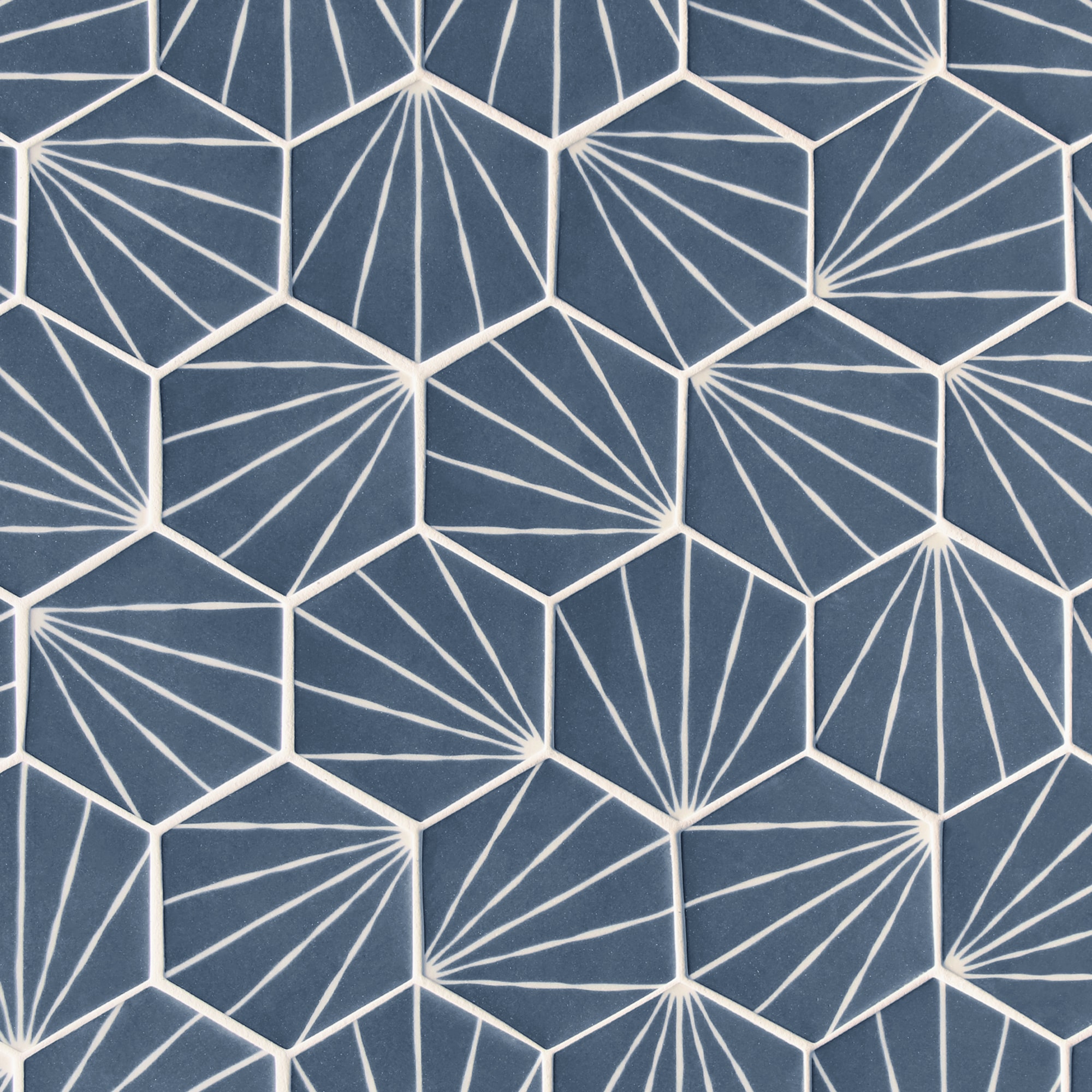 SUNWINGS HEXART-BLU-10 Blue 10-in x 12-in Matte Recycled Glass Cement Look Hexagon Mosaic Floor and Wall Tile (8.86-sq. ft/ Carton)