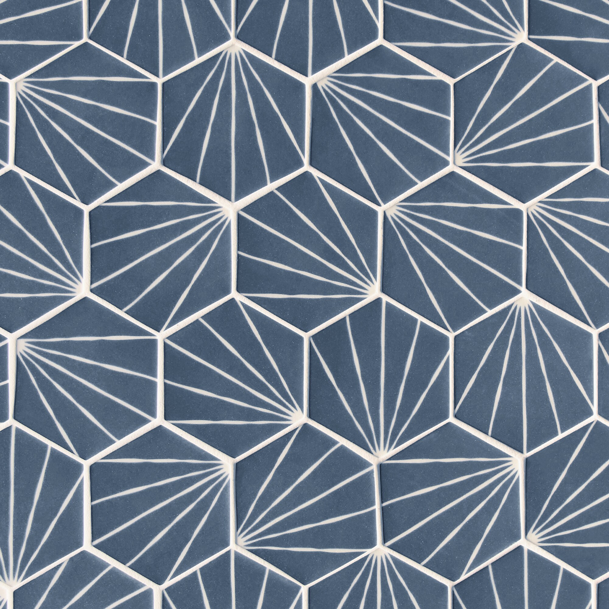 SUNWINGS Blue 10-in x 12-in Matte Recycled Glass Cement Look Hexagon Mosaic Floor and Wall Tile (8.86-sq. ft/ Carton)