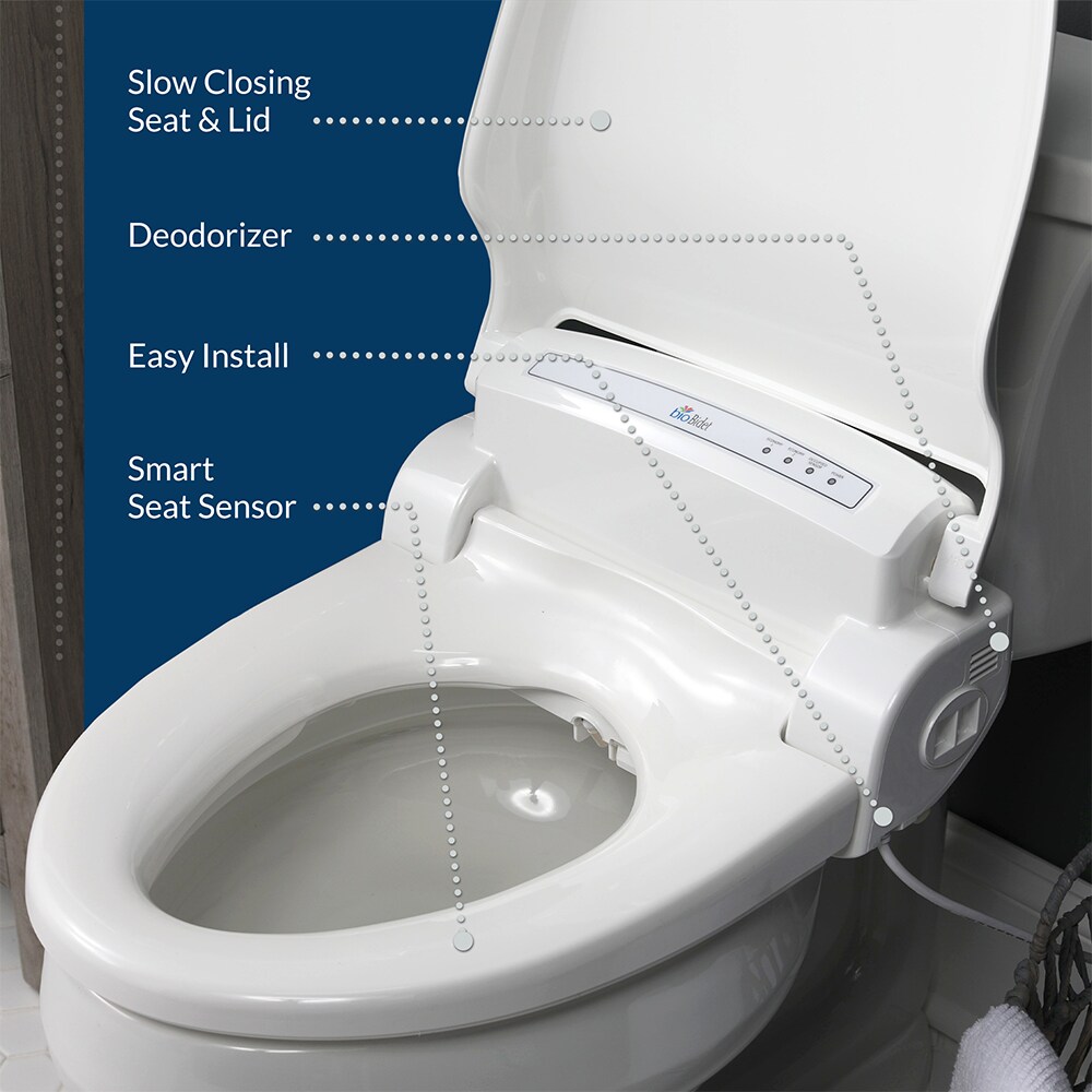 Bio Bidet BB-1000 Plastic White Round Soft Close Heated Bidet Toilet Seat  in the Toilet Seats department at
