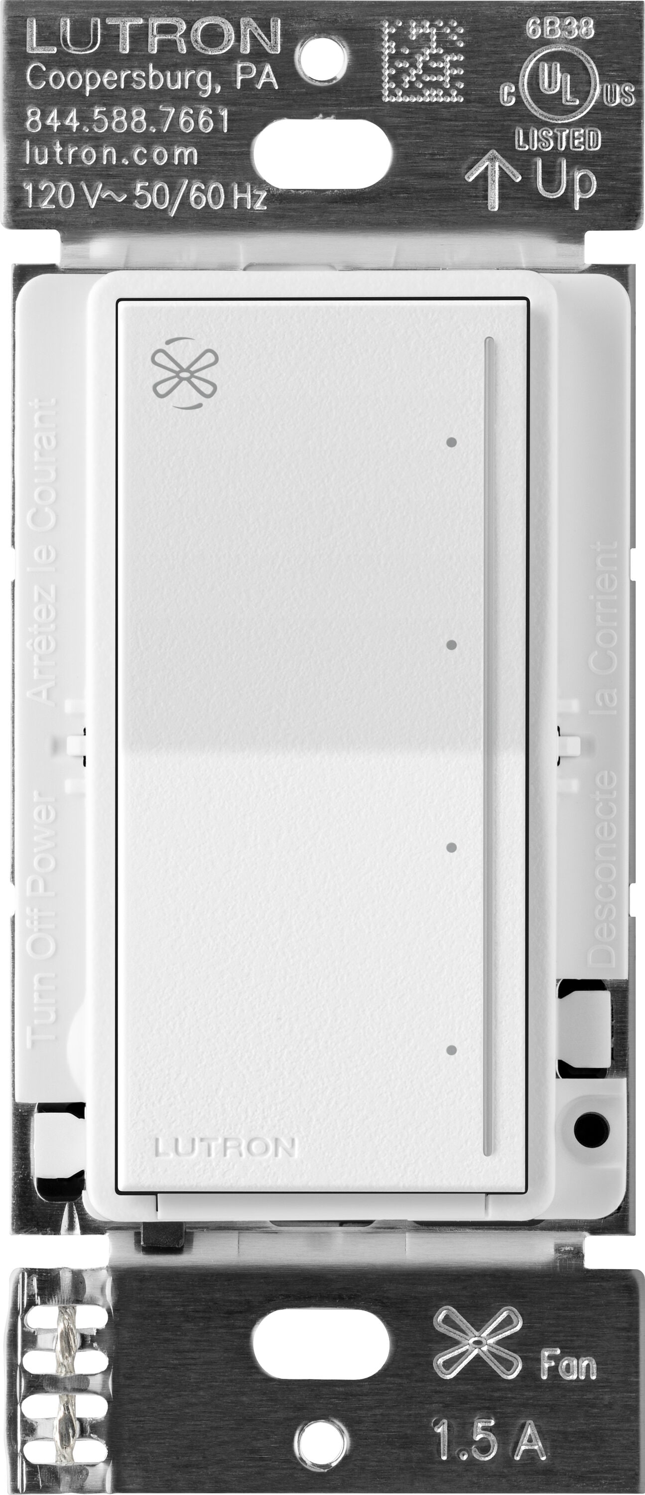 Lutron ST-FSQ-N-SW Sunnata Fan Control 1.5 -Amp 4-speed Touch Fan Control Snow