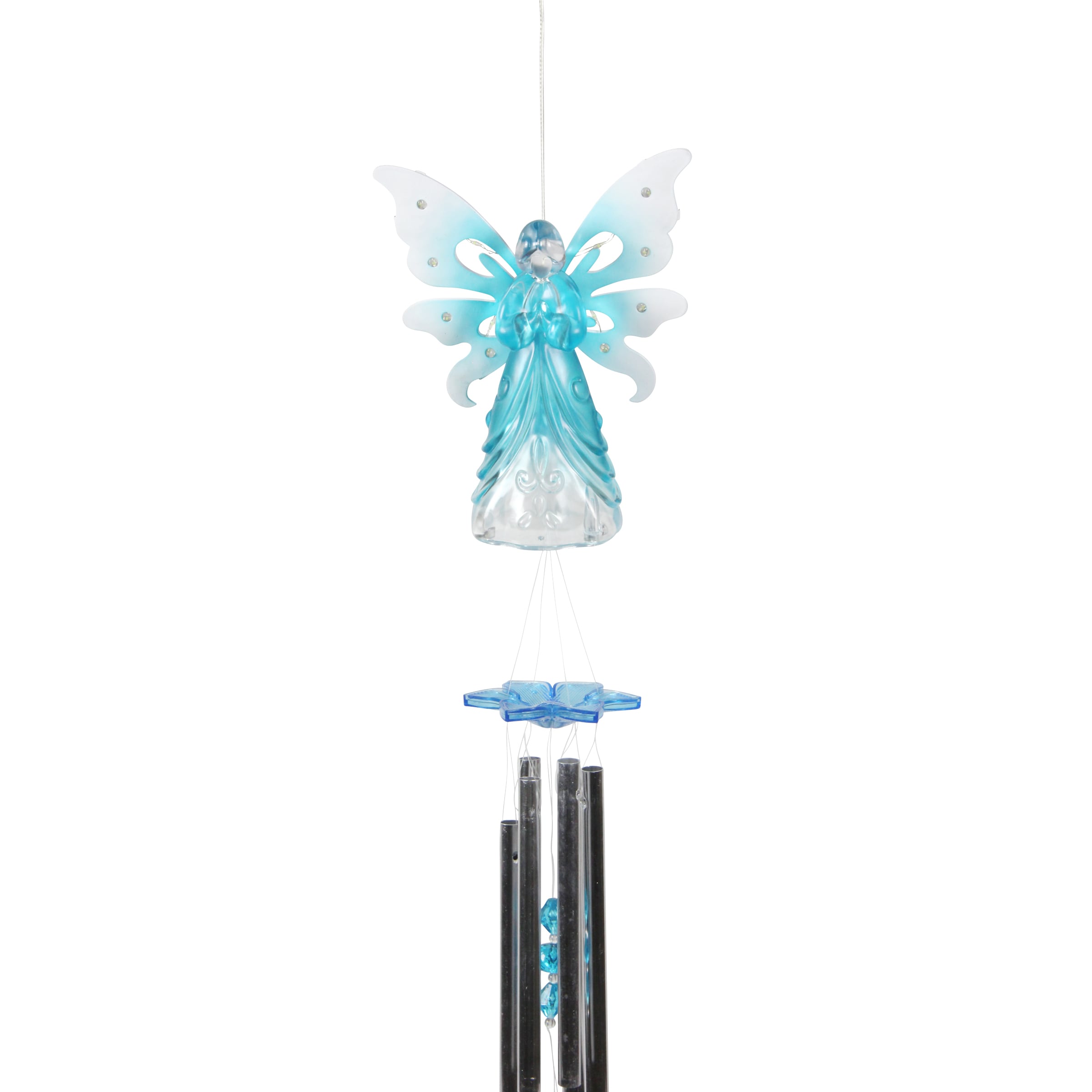 Exhart 19771-RS 41.7-in Teal Metal Solar Wind Chime