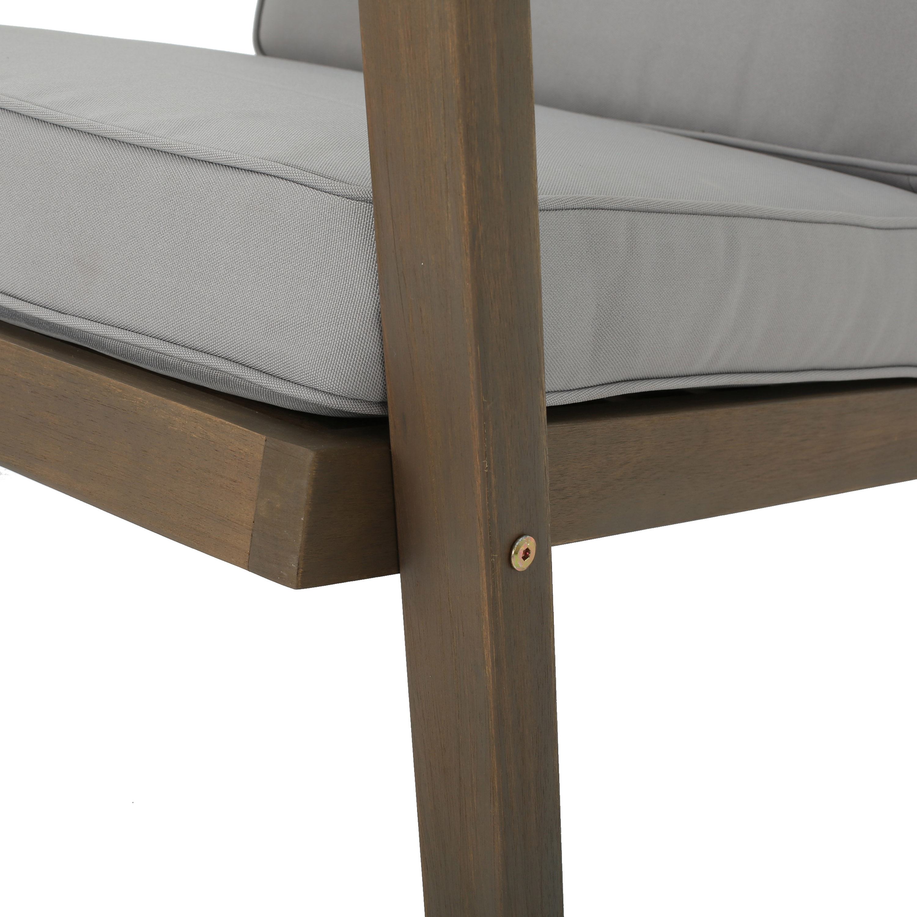 Gray Acacia Wood 3-Piece Outdoor Chat Set with Water-Resistant Cushions