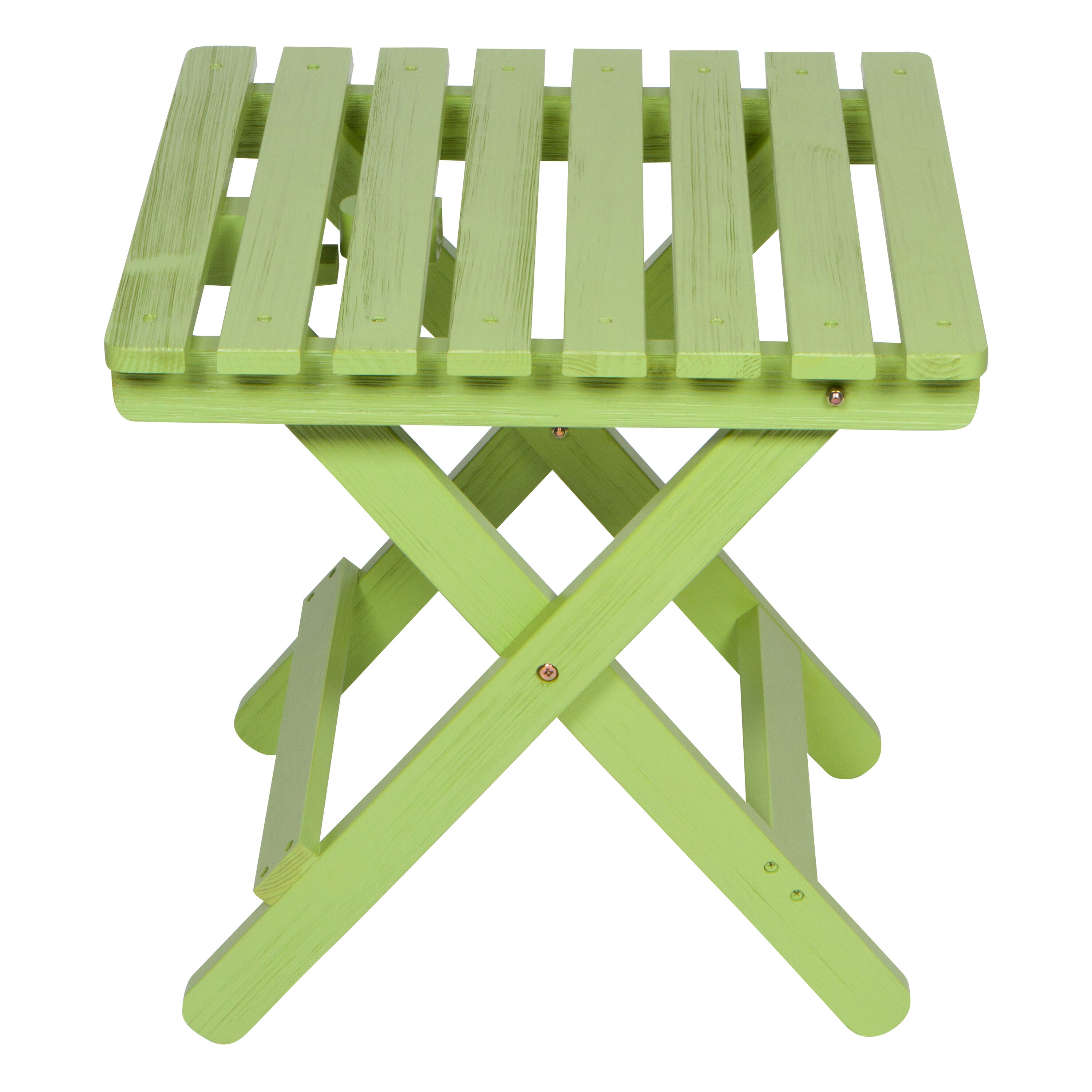 Lime Green Cedar Wood Folding Outdoor Side Table