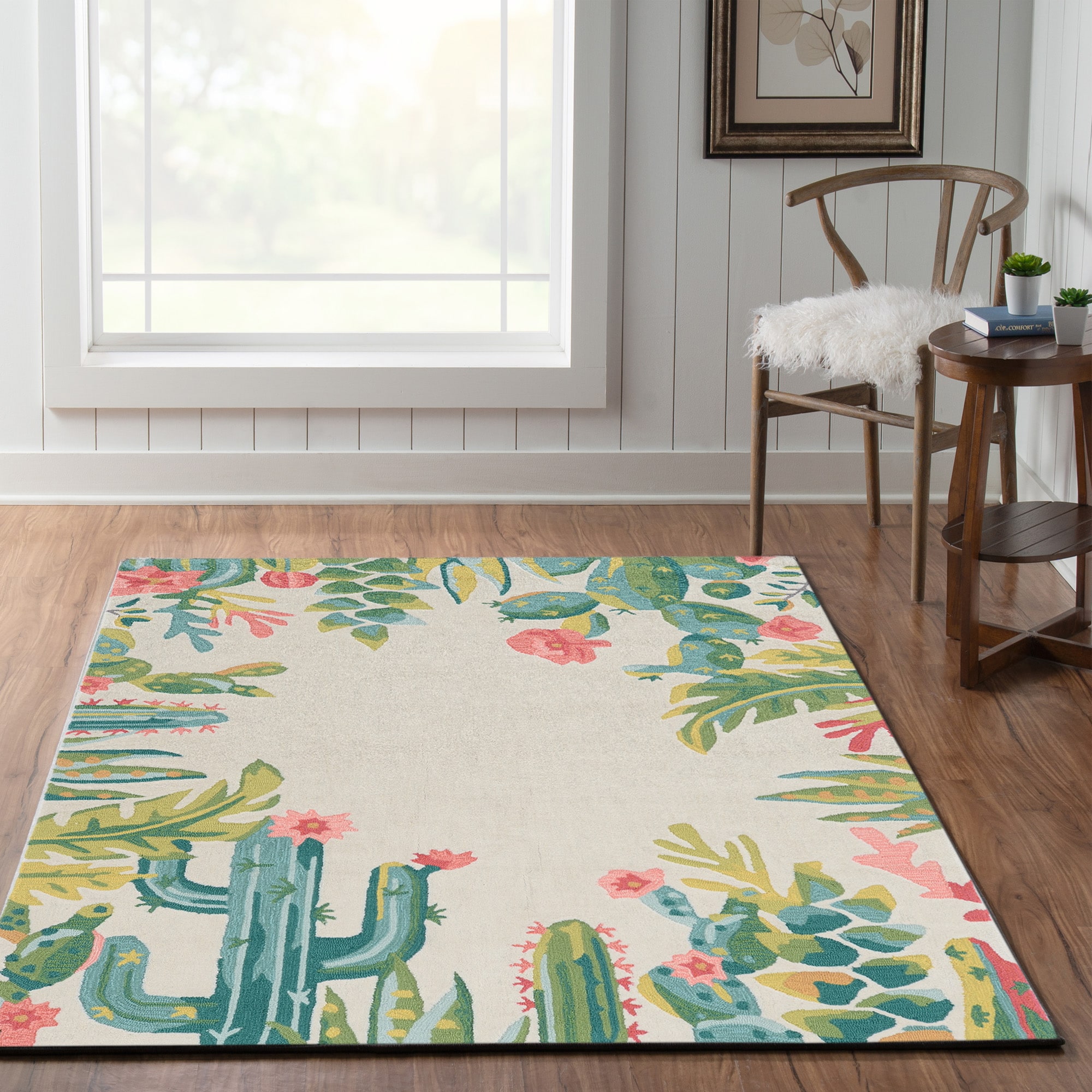 Coastal Elegance Off-White Tufted 8' x 10' Synthetic Area Rug