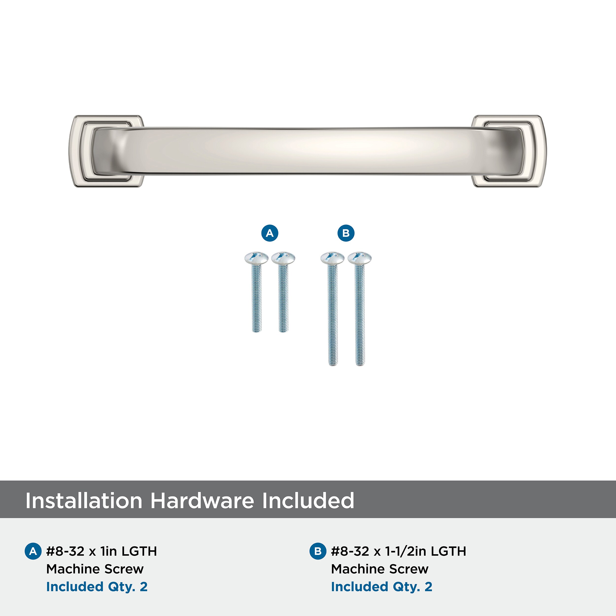 Polished Nickel 3-3/4 inch Cabinet Drawer Pull