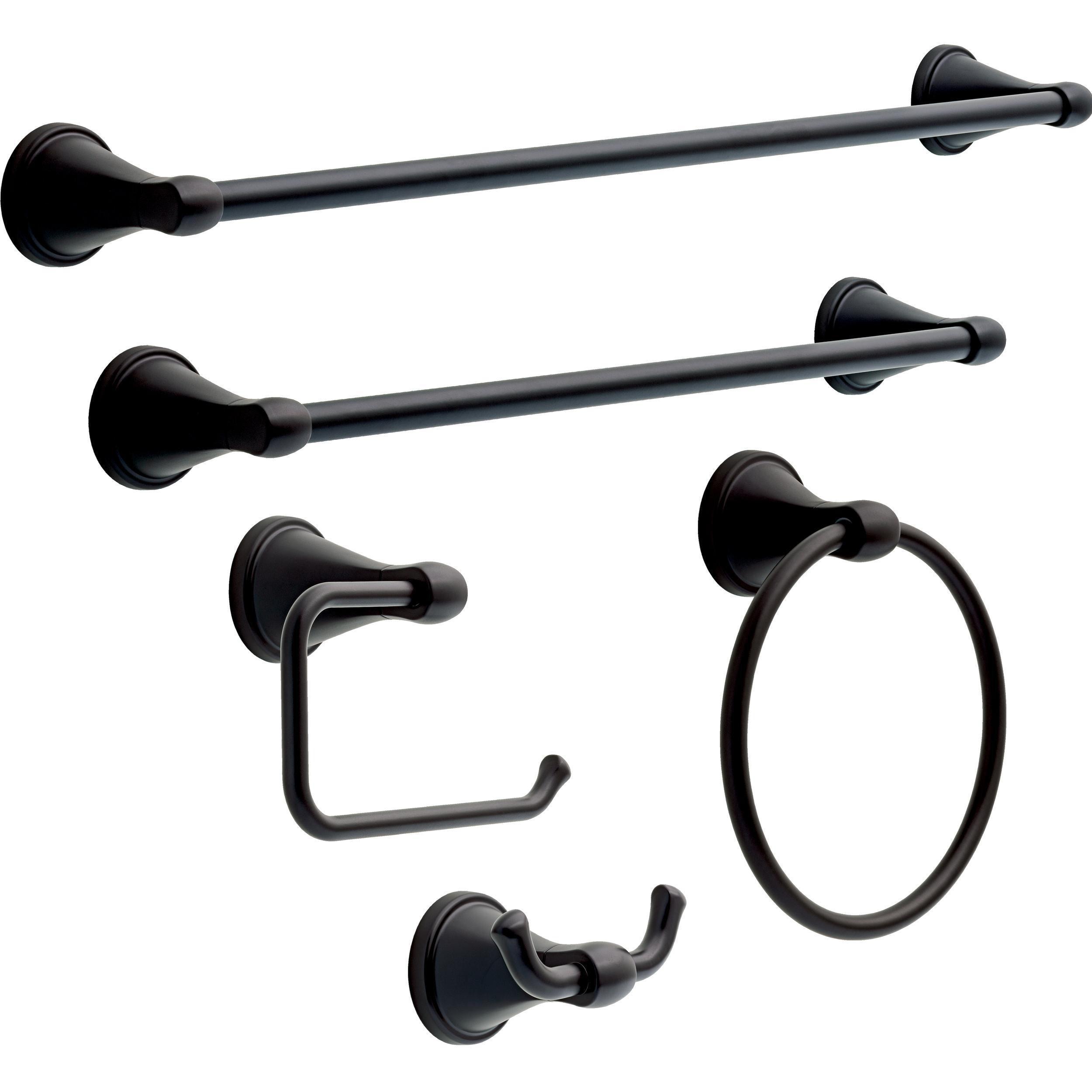 Delta Becker 24-in Matte Black Wall Mount Single Towel Bar in the