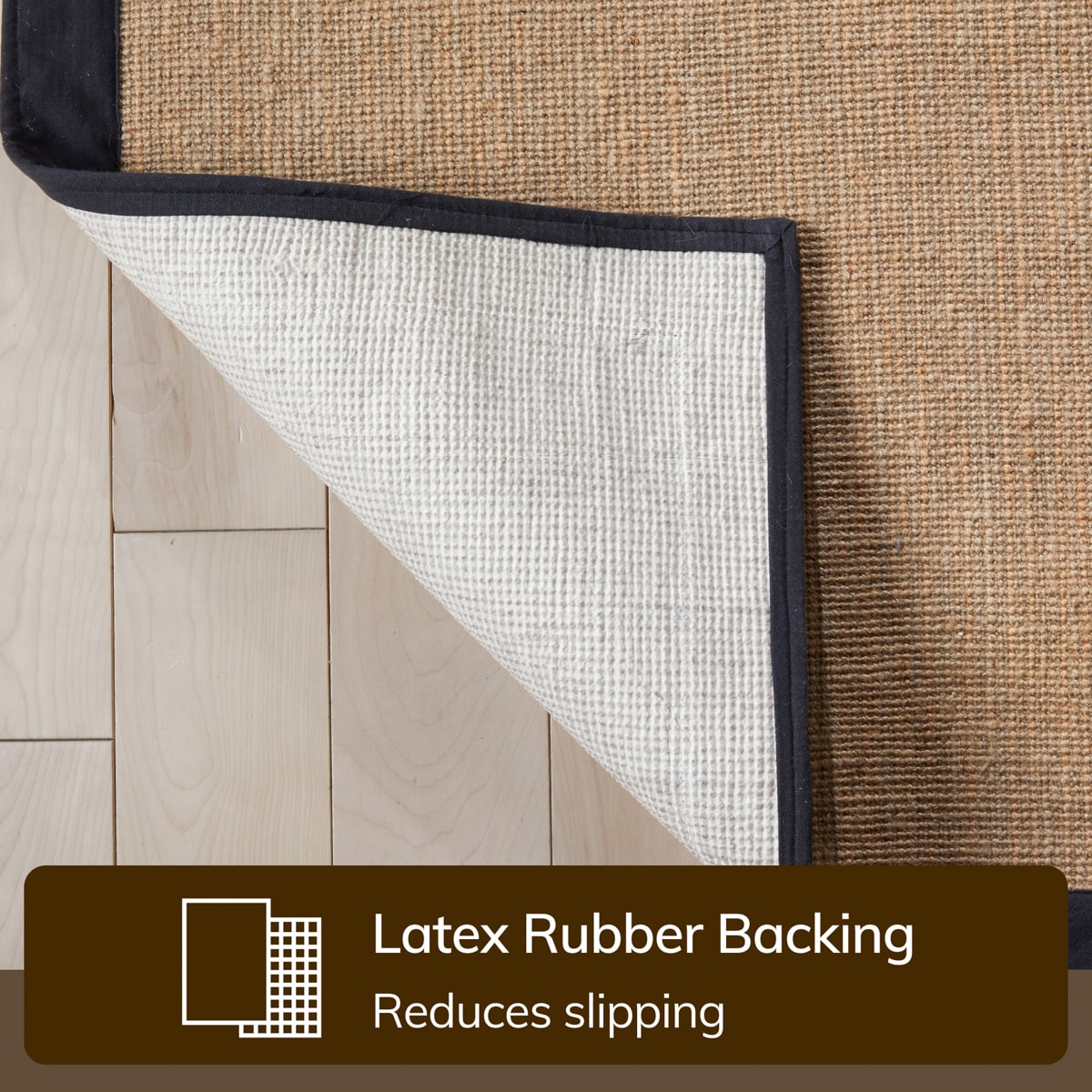 Handwoven Black Border Natural Jute 5' x 7' Area Rug