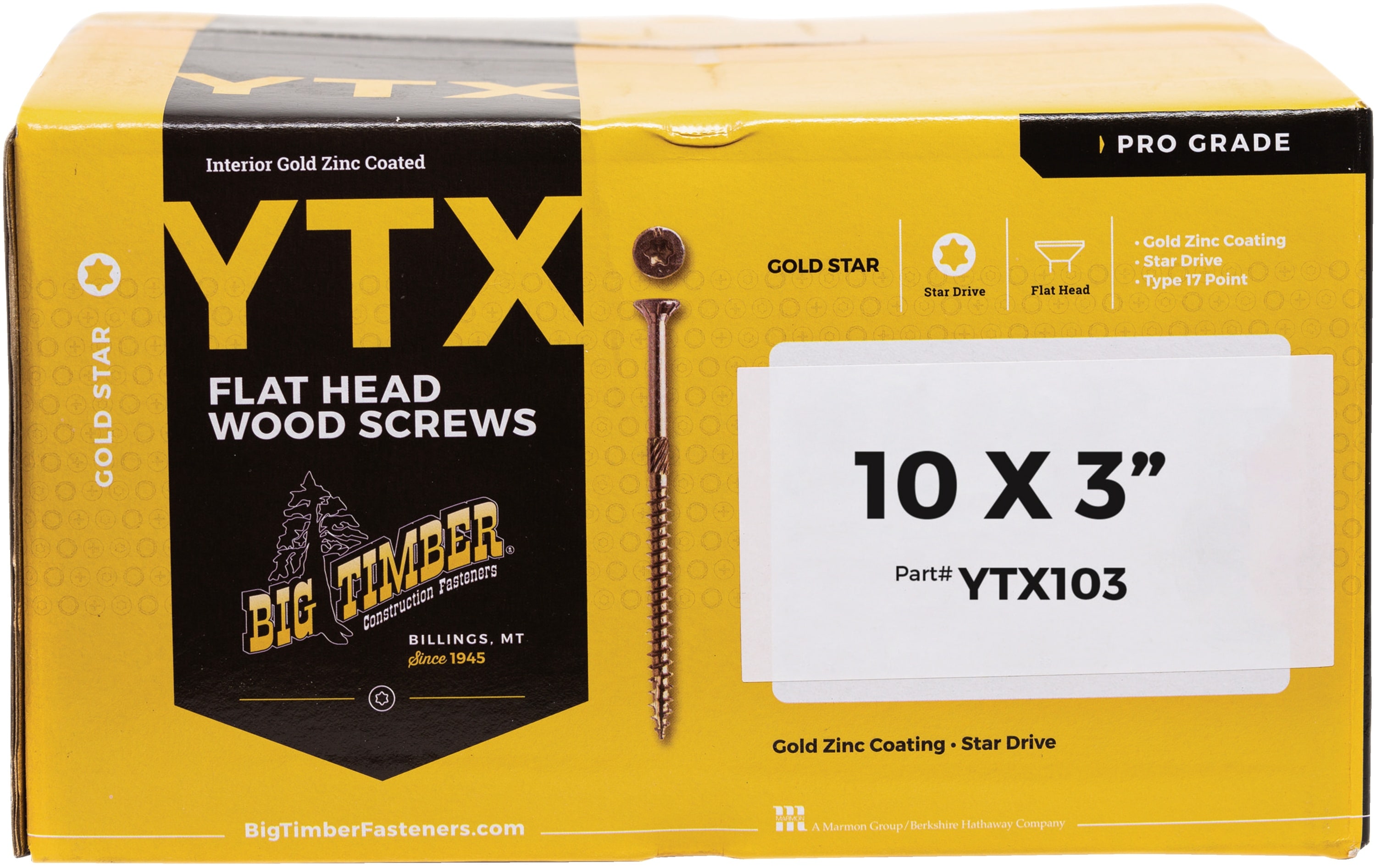 Big Timber  Yellow Zinc Star Drive Flat Head