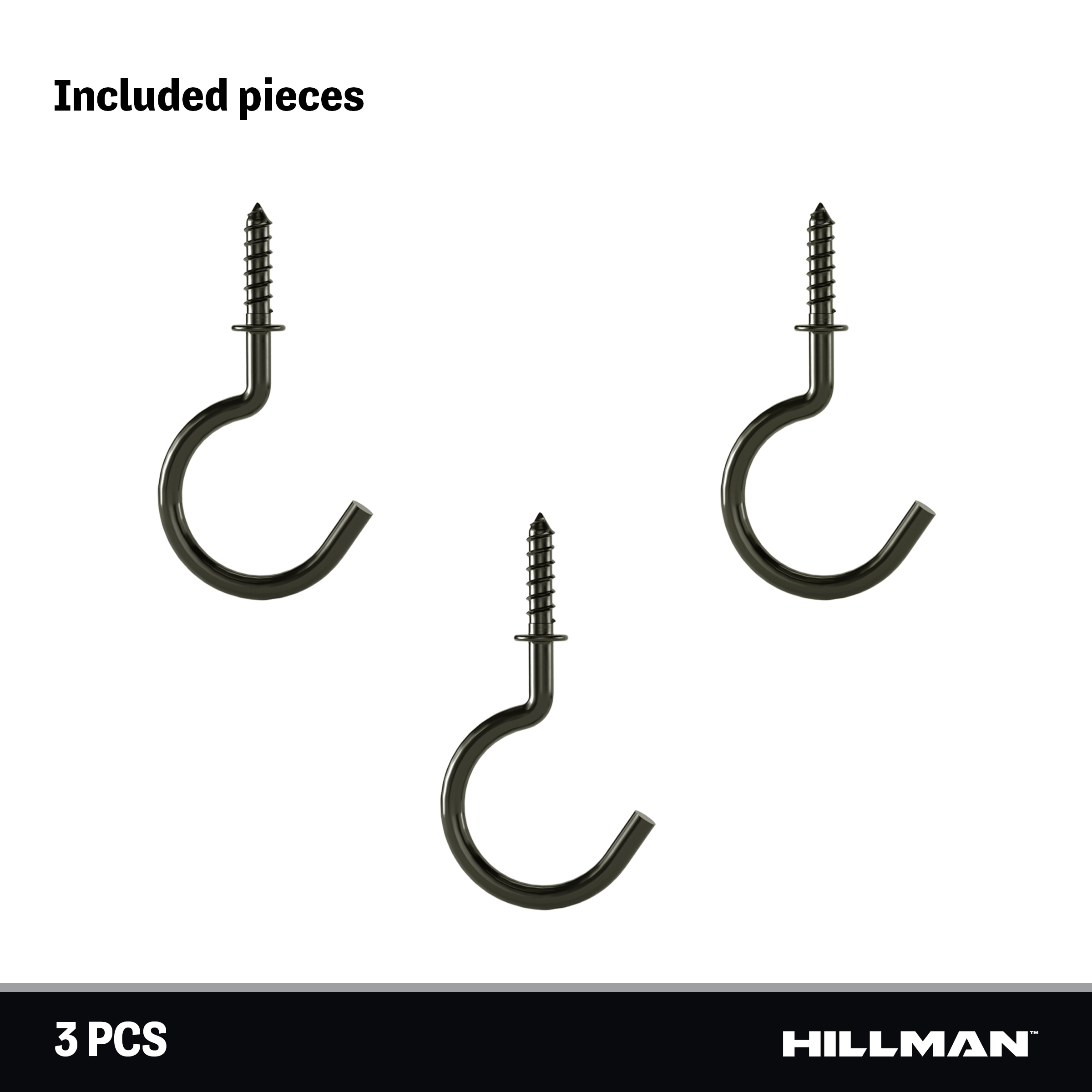 Hillman 0.5-in Antique Brass Steel Cup Hook (3-Pack) in the Hooks